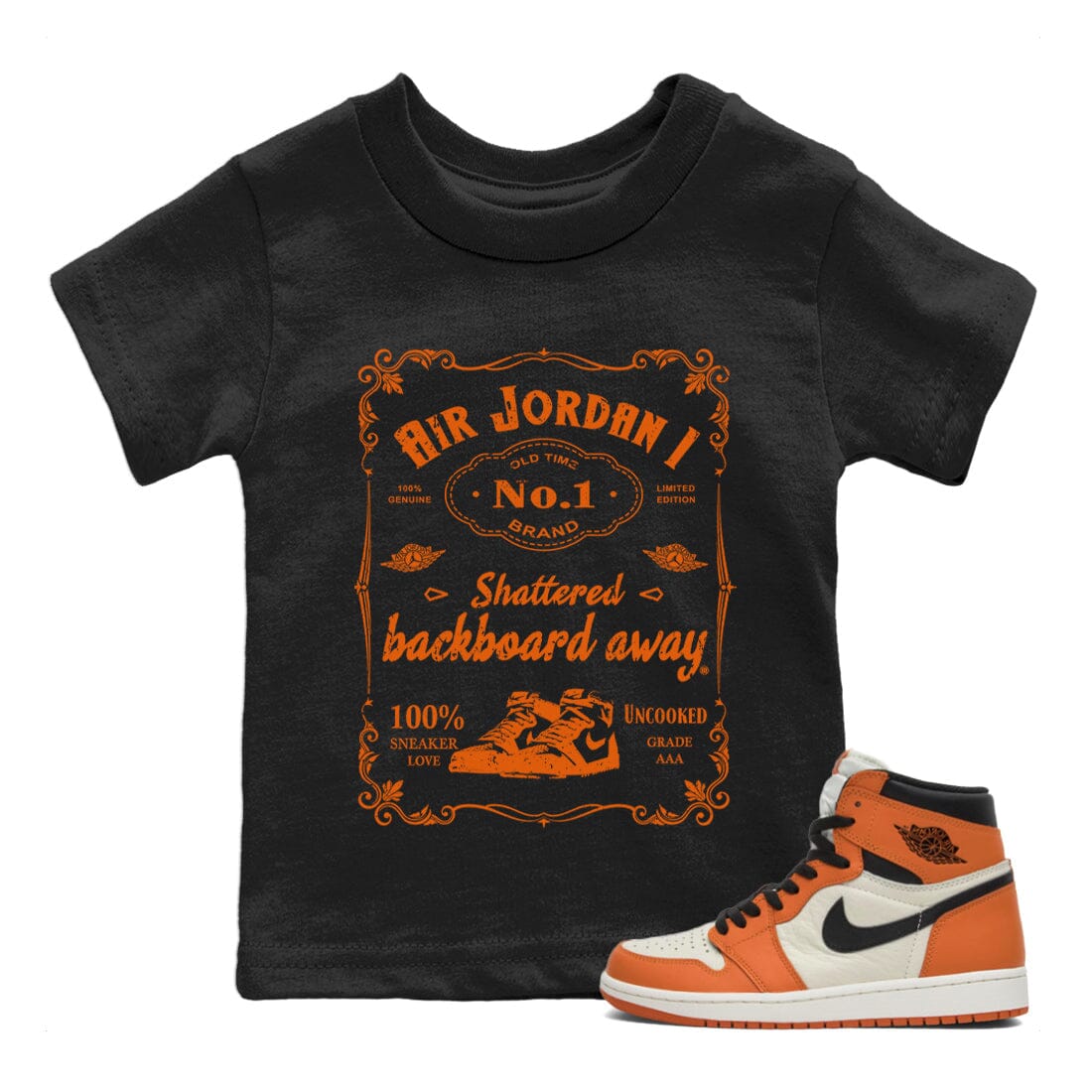 Jordan 1 Shattered Backboard Away Sneaker Matching T-Shirt Sneaker Label Sneaker Tees Jordan 1 Shattered Backboard Away Sneaker Release Tees Kids Shirts