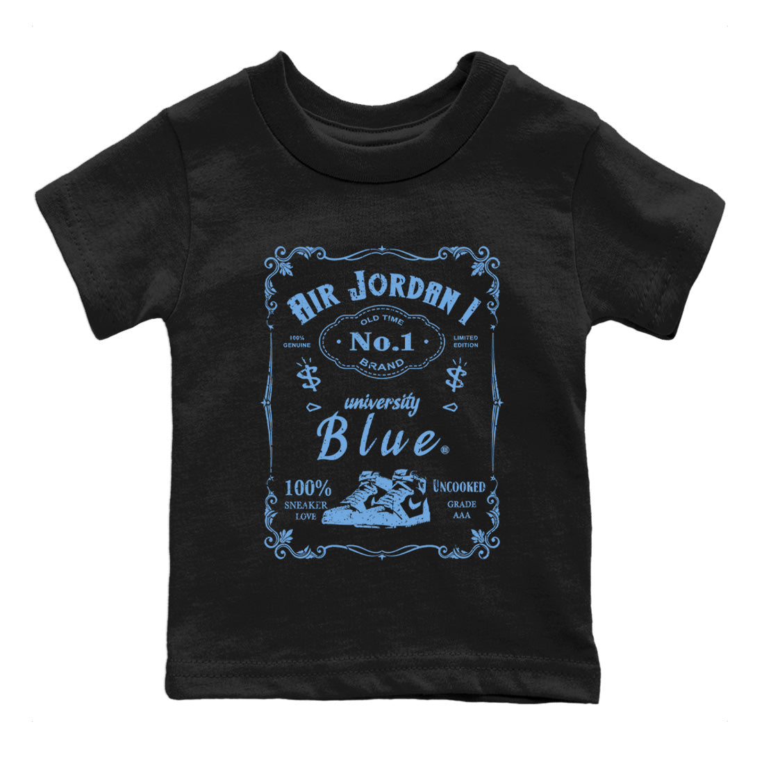 Air Jordan 1 UNC Toe Sneaker Label Baby and Kids Streetwear Sneaker Shirt Air Jordan 1 High OG UNC Toe Kids Streetwear Sneaker Shirt Washing and Care Tip