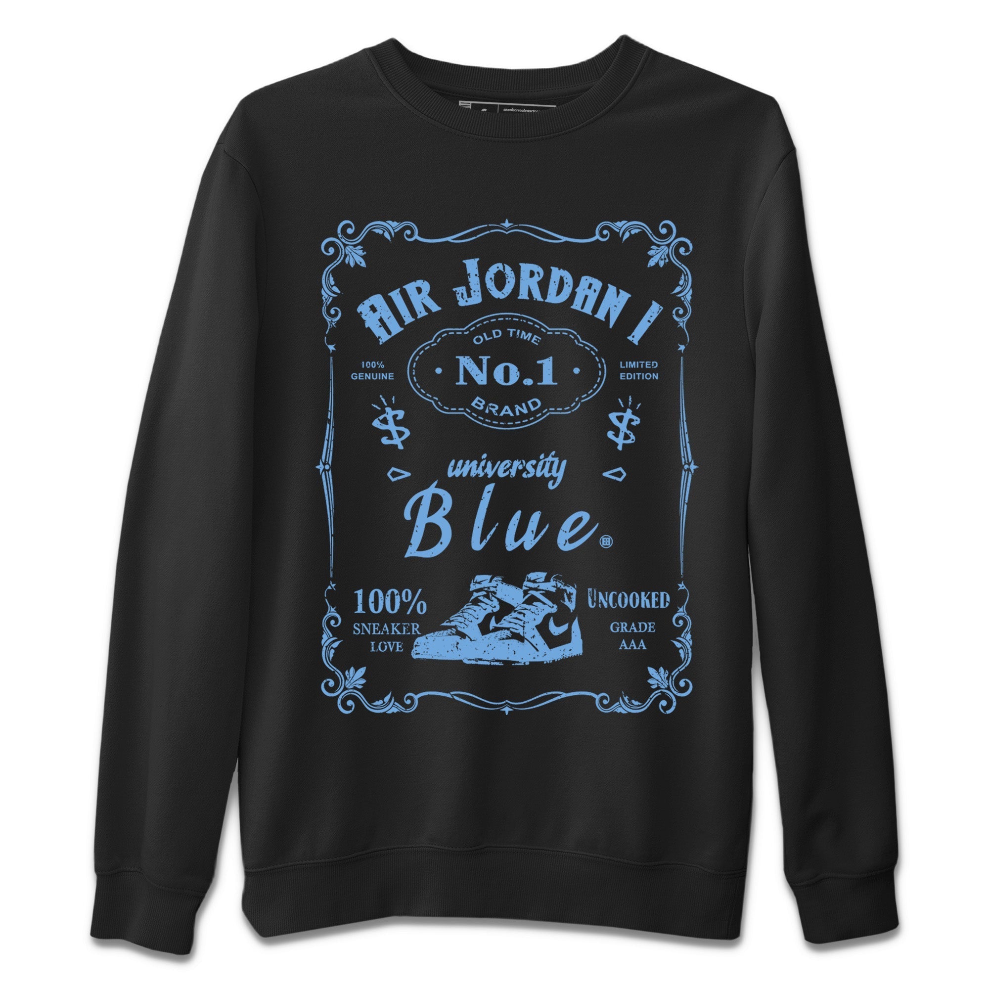 Air Jordan 1 Retro High OG UNC Toe Shirt to match Jordans Sneaker Label Streetwear Sneaker Shirt Air Jordan 1 High OG UNC Toe Drip Gear Zone Sneaker Matching Clothing Crew Neck T-Shirts Black 2