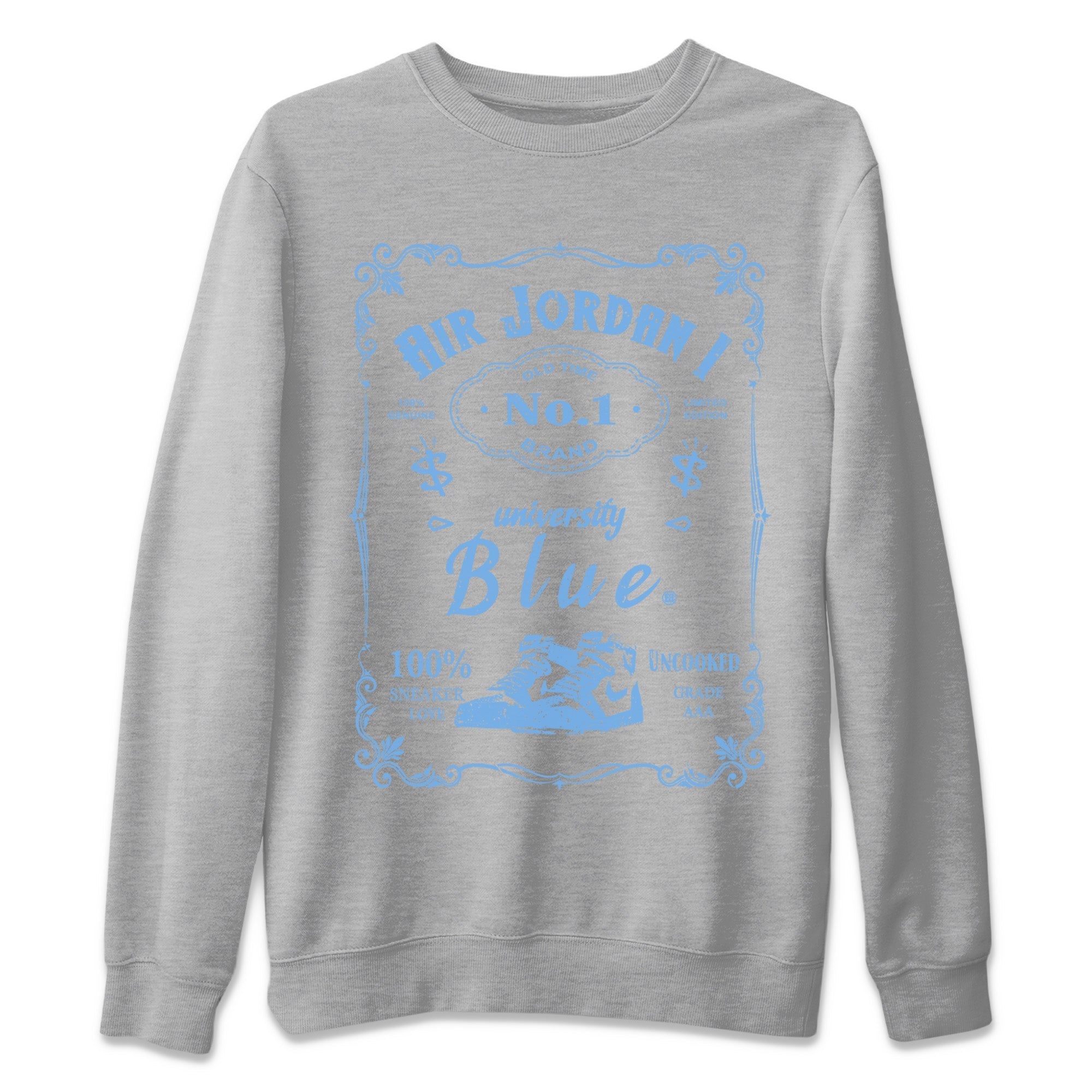 Air Jordan 1 Retro High OG UNC Toe Shirt to match Jordans Sneaker Label Streetwear Sneaker Shirt Air Jordan 1 High OG UNC Toe Drip Gear Zone Sneaker Matching Clothing Crew Neck T-Shirts Heather Grey 2