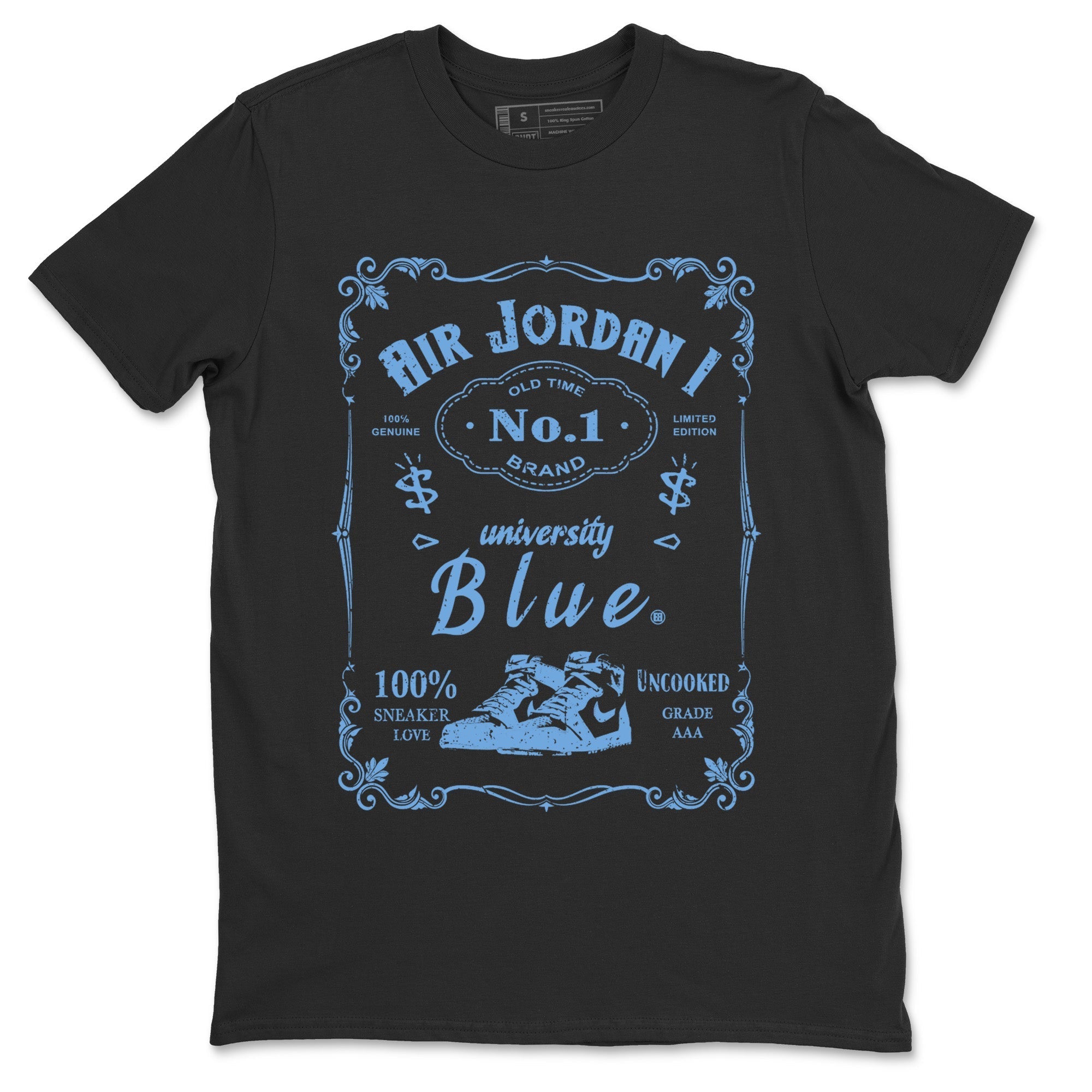 Air Jordan 1 Retro High OG UNC Toe Shirt to match Jordans Sneaker Label Streetwear Sneaker Shirt Air Jordan 1 High OG UNC Toe Drip Gear Zone Sneaker Matching Clothing Crew Neck T-Shirts Black 2