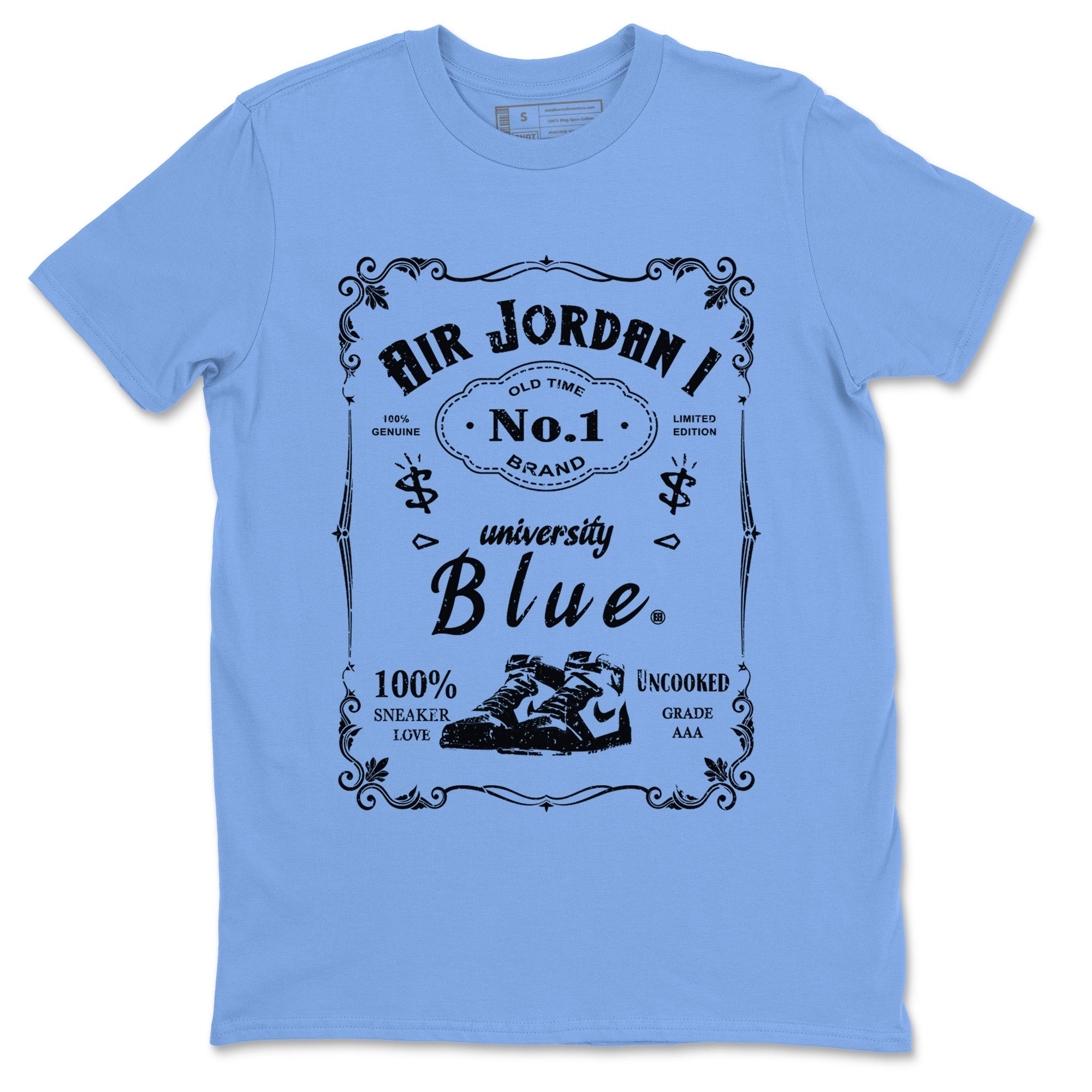 Air Jordan 1 Retro High OG UNC Toe Shirt to match Jordans Sneaker Label Streetwear Sneaker Shirt Air Jordan 1 High OG UNC Toe Drip Gear Zone Sneaker Matching Clothing Crew Neck T-Shirts Carolina Blue 2