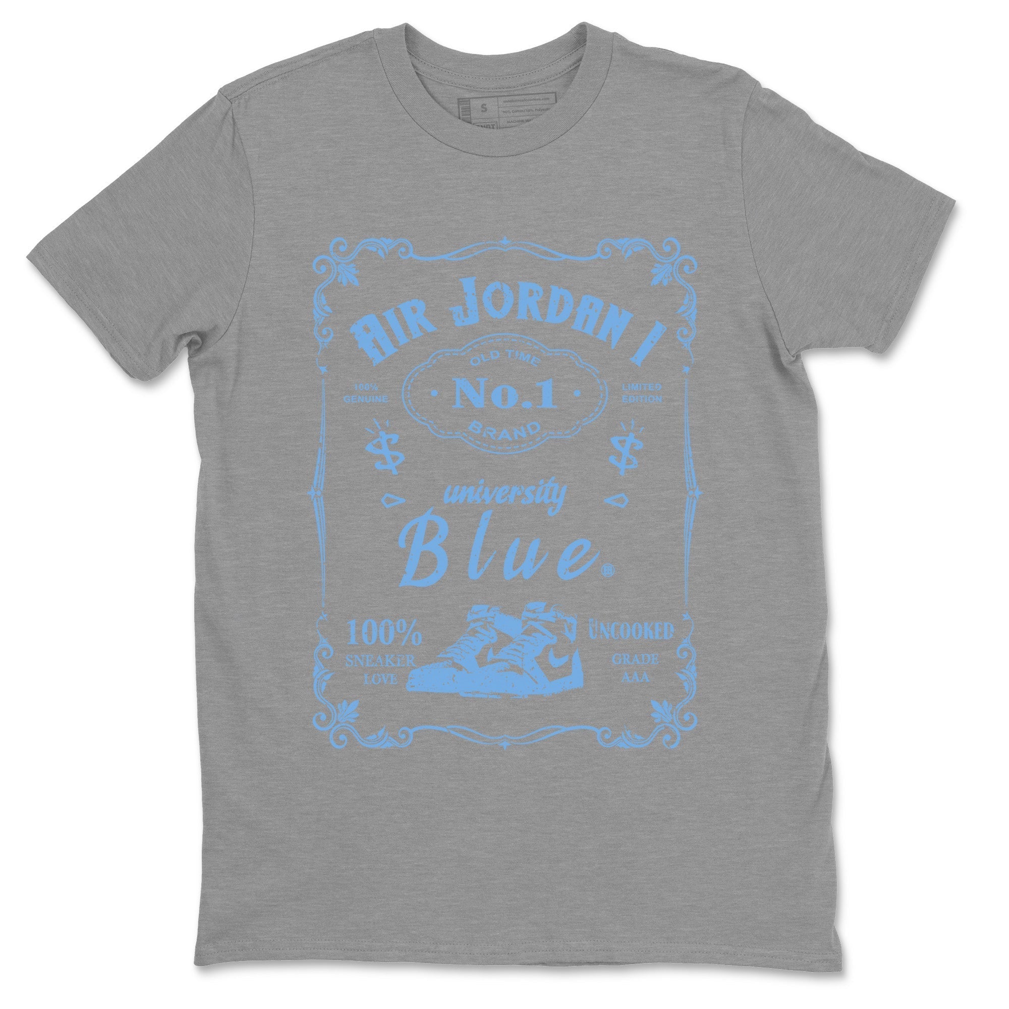 Air Jordan 1 Retro High OG UNC Toe Shirt to match Jordans Sneaker Label Streetwear Sneaker Shirt Air Jordan 1 High OG UNC Toe Drip Gear Zone Sneaker Matching Clothing Crew Neck T-Shirts Heather Grey 2