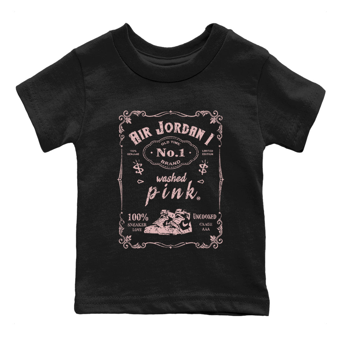 Air Jordan 1 Washed Pink Sneaker Label Baby and Kids Streetwear Sneaker Shirt Air Jordan 1 High OG WMNS Washed Pink Kids Streetwear Sneaker Shirt Washing and Care Tip