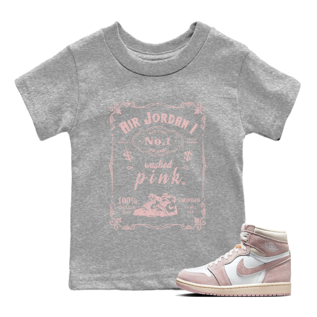 Air Jordan 1 Washed Pink Sneaker Label Baby and Kids Streetwear Sneaker Shirt Air Jordan 1 High OG WMNS Washed Pink Kids Streetwear Sneaker Shirt Size Chart
