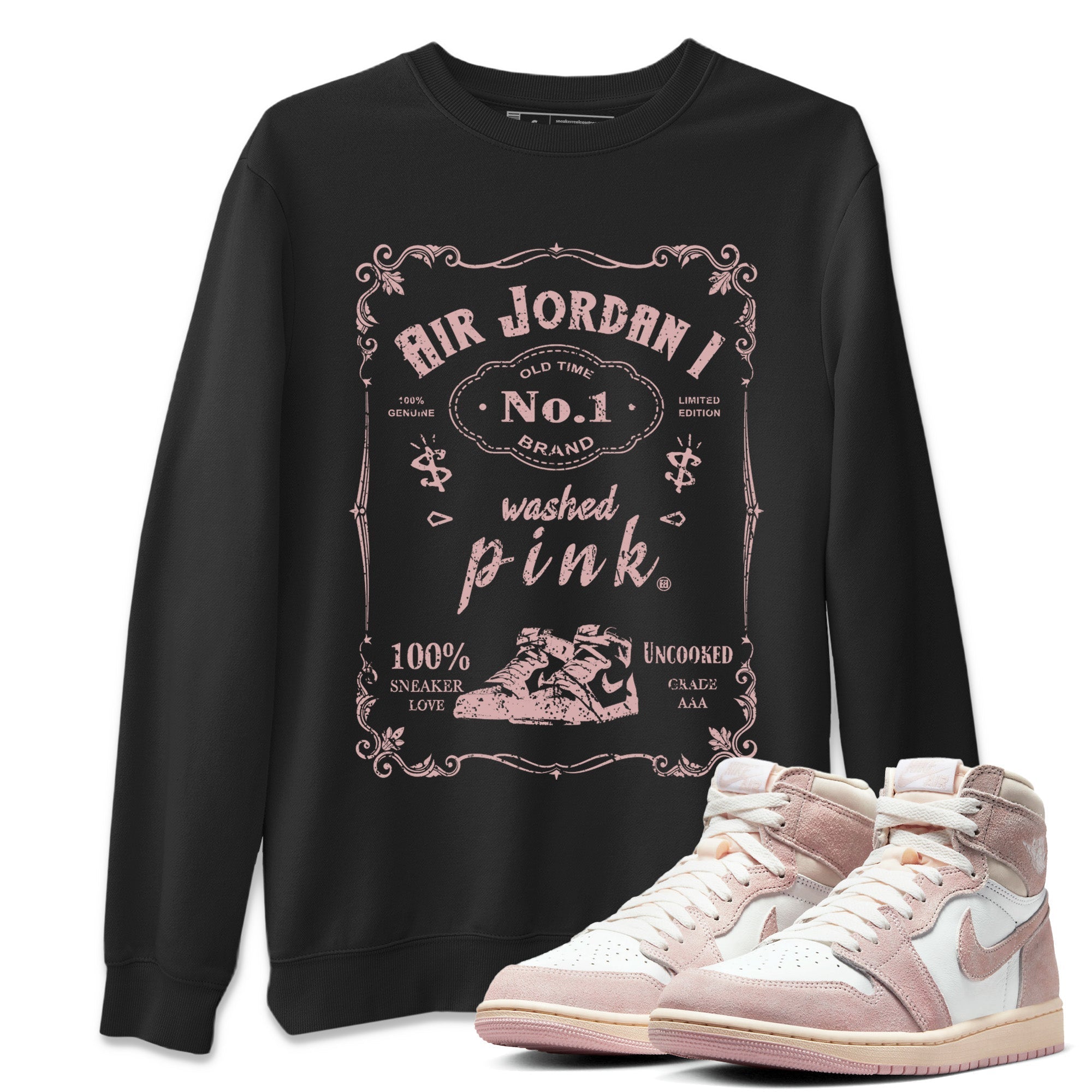 Air Jordan 1 Washed Pink Sneaker Match Tees Sneaker Label Streetwear Sneaker Shirt Air Jordan 1 High OG WMNS Washed Pink Sneaker Release Tees Unisex Shirts Black 1