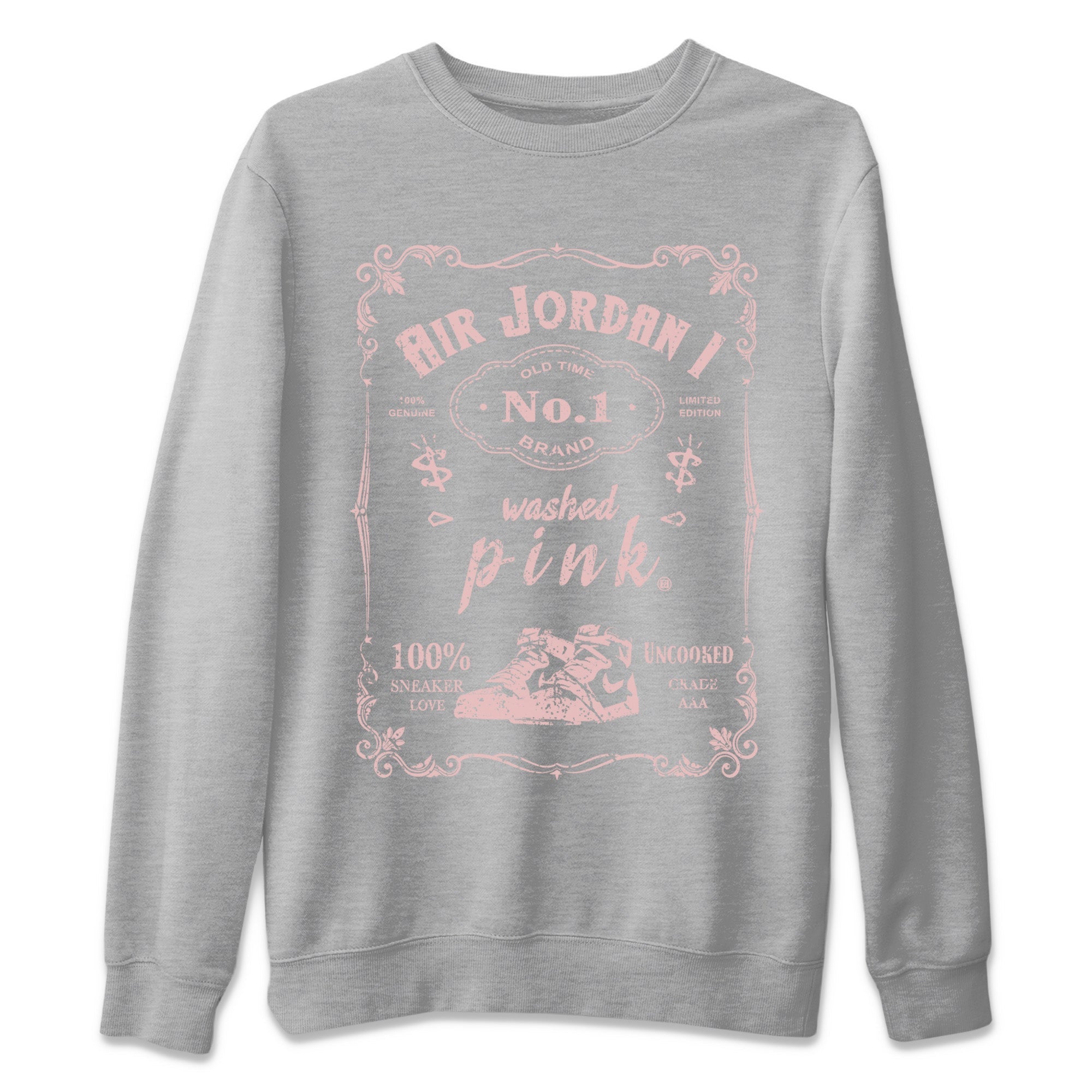 Air Jordan 1 Washed Pink Sneaker Match Tees Sneaker Label Streetwear Sneaker Shirt Air Jordan 1 High OG WMNS Washed Pink Sneaker Release Tees Unisex Shirts Heather Grey 2