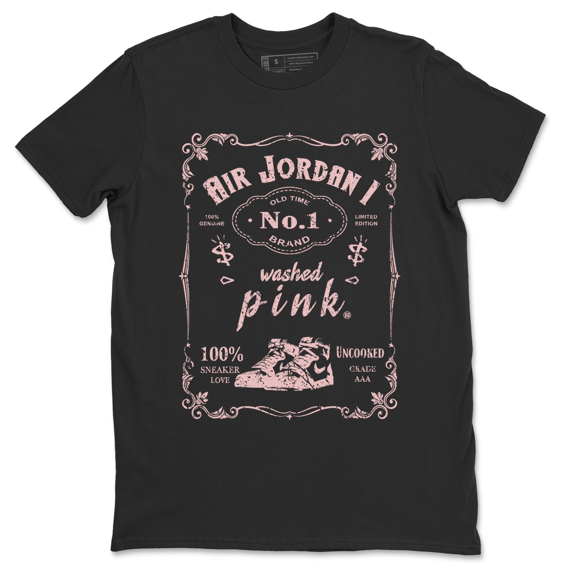 Air Jordan 1 Washed Pink Sneaker Match Tees Sneaker Label Streetwear Sneaker Shirt Air Jordan 1 High OG WMNS Washed Pink Sneaker Release Tees Unisex Shirts Black 2