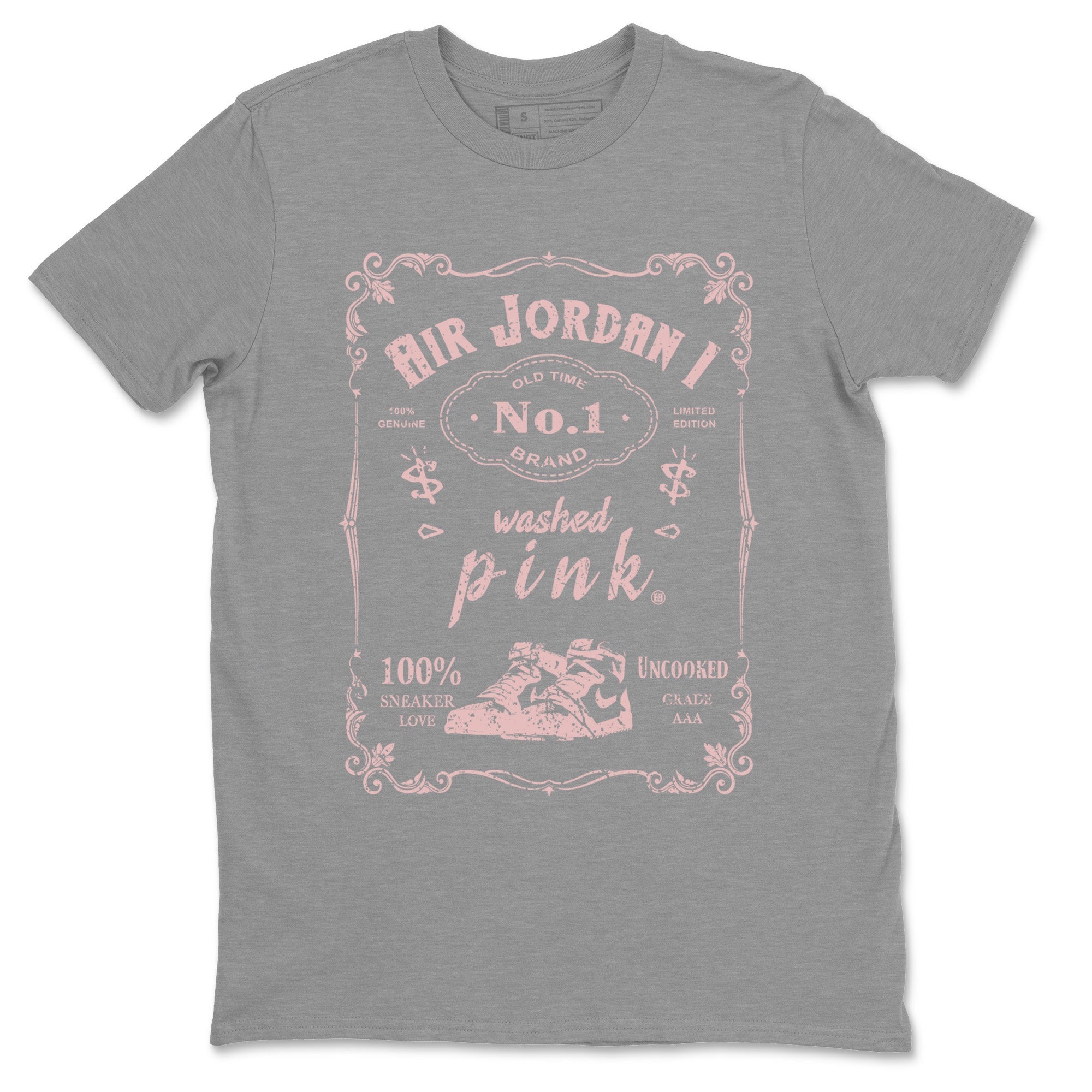 Air Jordan 1 Washed Pink Sneaker Match Tees Sneaker Label Streetwear Sneaker Shirt Air Jordan 1 High OG WMNS Washed Pink Sneaker Release Tees Unisex Shirts Heather Grey 2