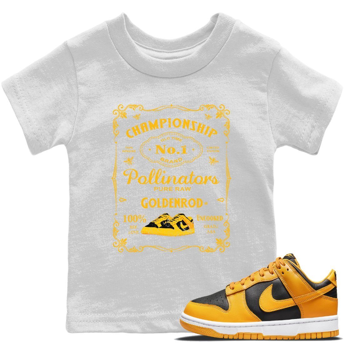 Dunk Championship Goldenrod Sneaker Match Tees Sneaker Label Sneaker Tees Dunk Championship Goldenrod Jordan to match sneaker T-Shirt Kids Shirts