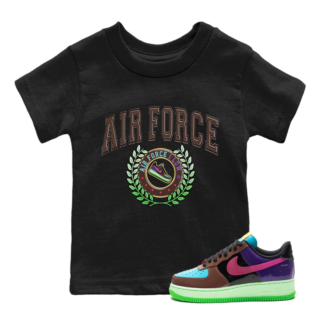 Air Force 1 Undefeated Fauna Brown Sneaker Match Tees Sneaker Letter Sneaker Tees Air Force 1 Undefeated Fauna Brown Jordan to match sneaker T-Shirt Kids Shirts