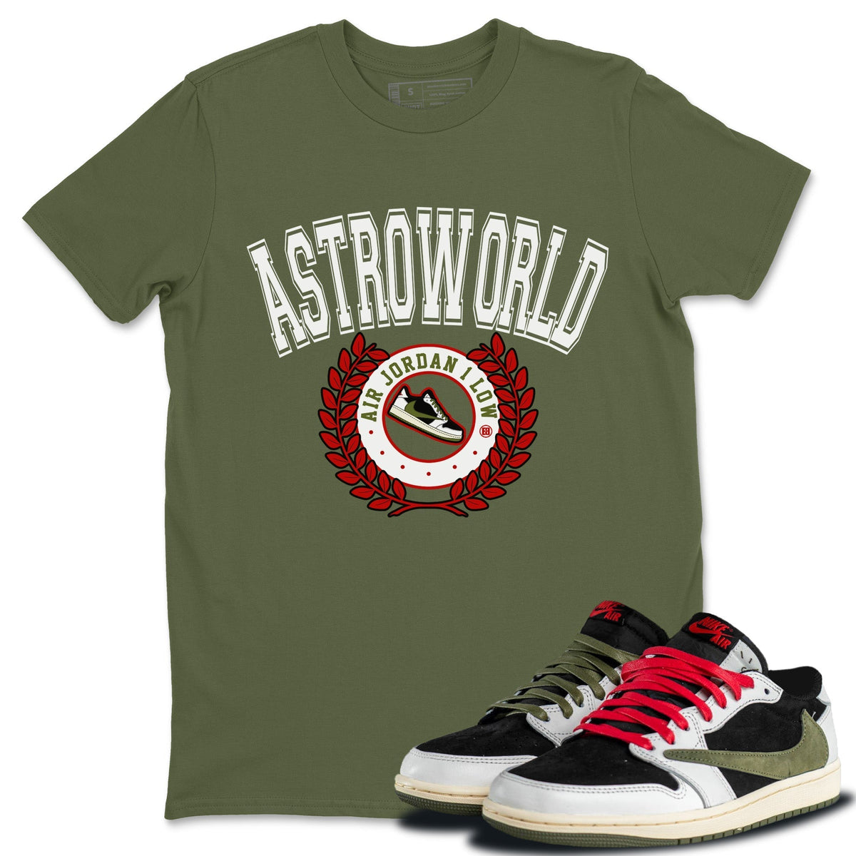 Jordan 1 Travis Scott Olive Shirt To Match Jordans Sneaker Letter Sneaker Tees Jordan 1 Travis Scott Olive Drip Gear Zone Sneaker Matching Clothing Unisex Shirts
