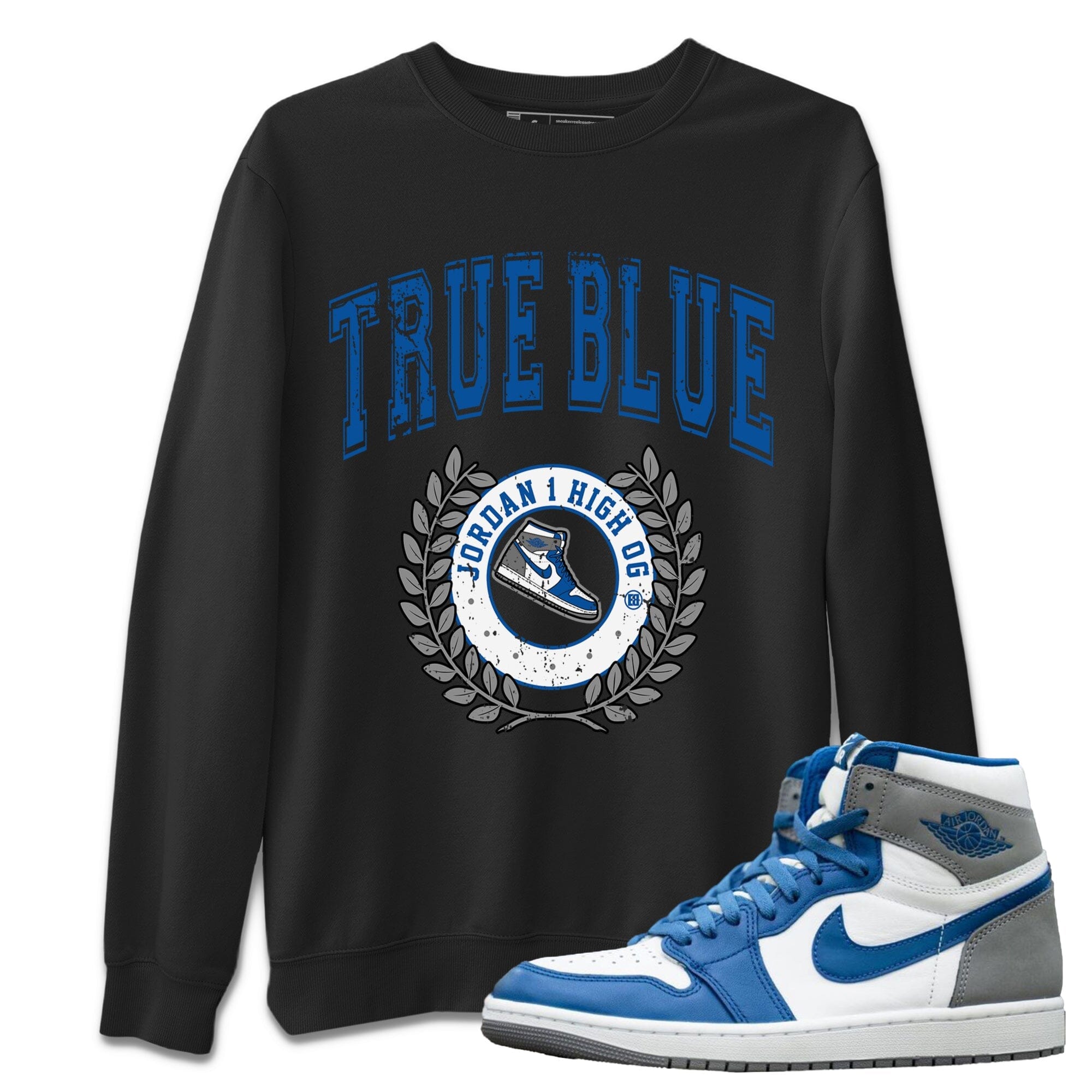Jordan 1 True Blue Sneaker Matching T-Shirt Sneaker Letter Sneaker Tees Jordan 1 True Blue Sneaker Release Tees Crew Neck Tees