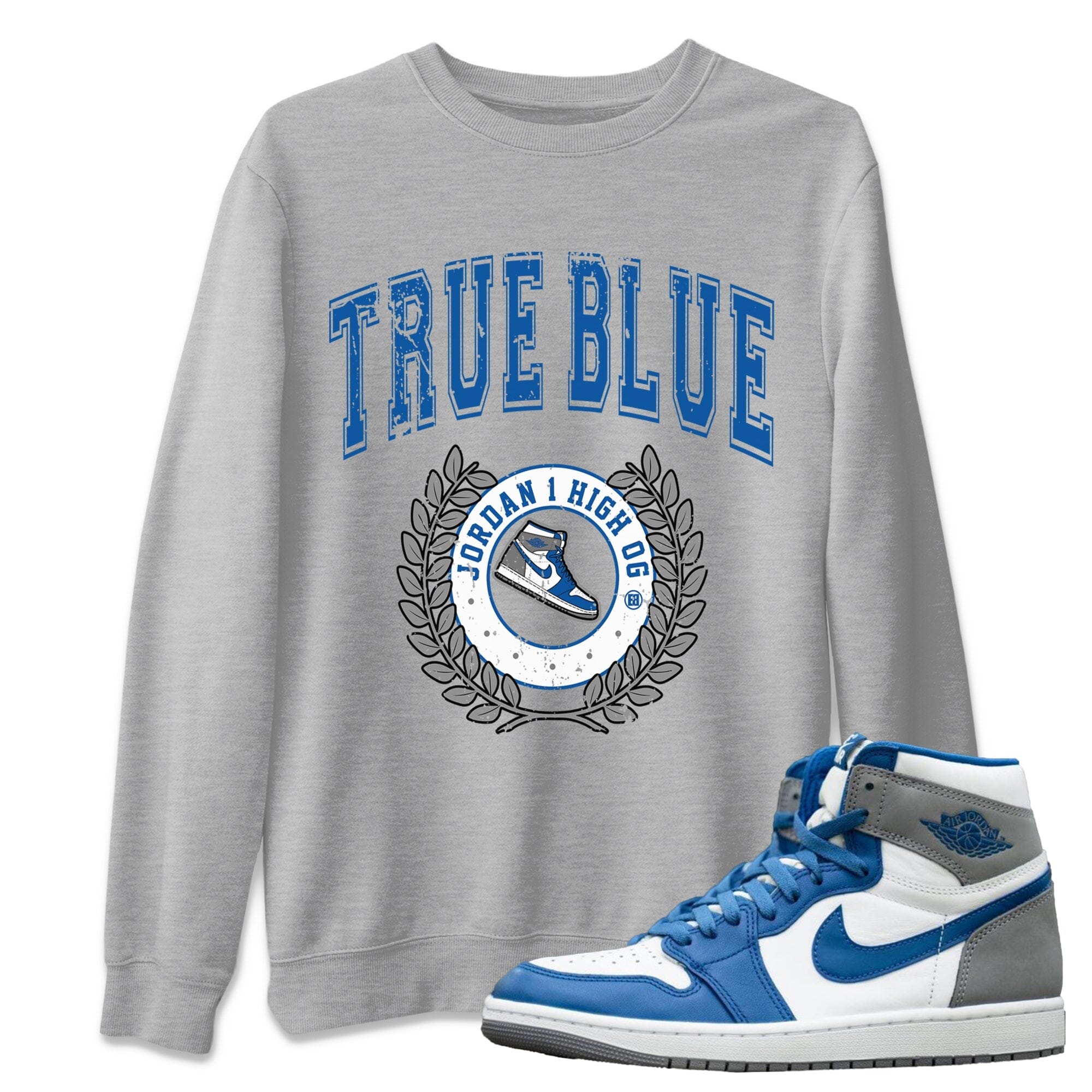 Jordan 1 True Blue Sneaker Matching T-Shirt Sneaker Letter Sneaker Tees Jordan 1 True Blue Sneaker Release Tees Crew Neck Tees