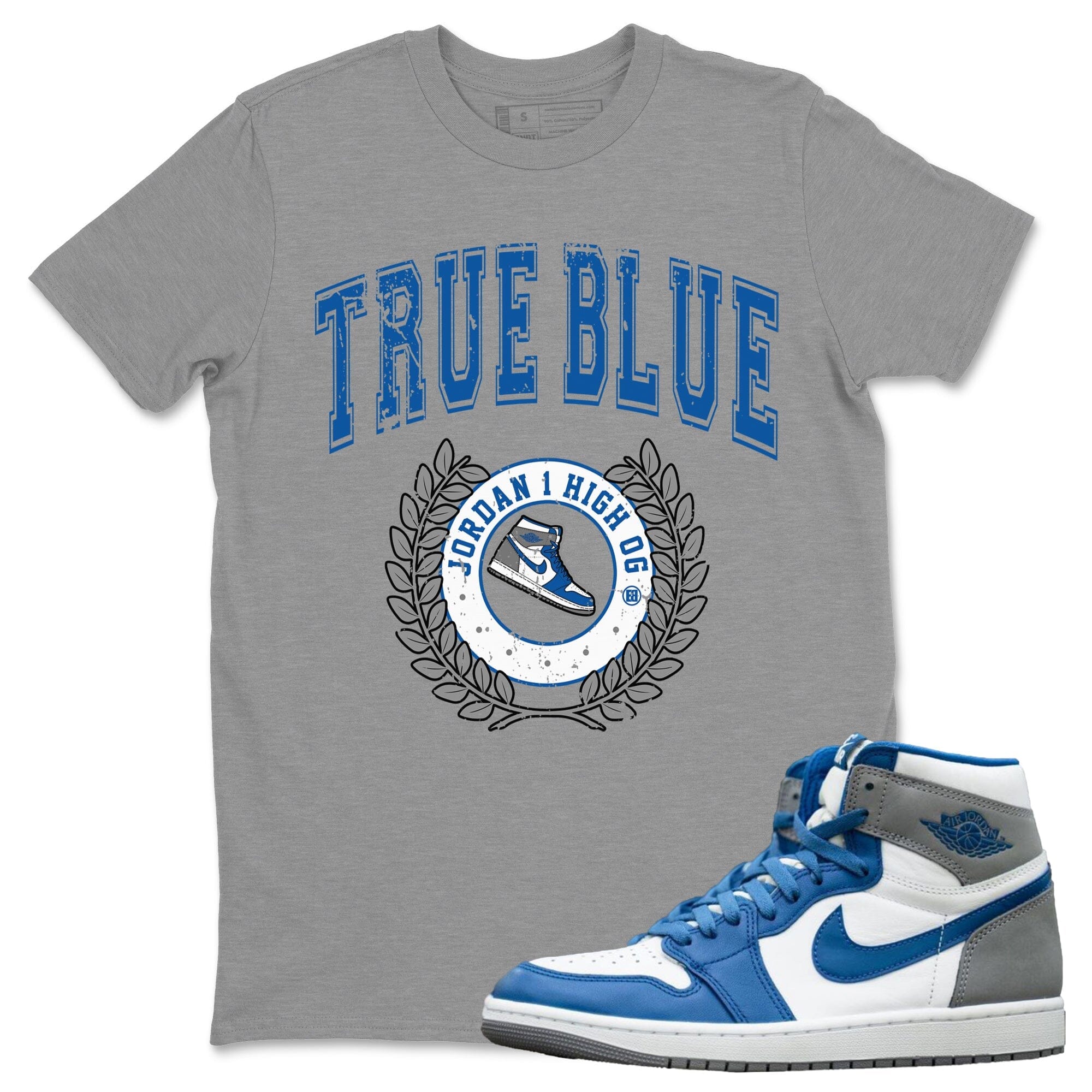 Jordan 1 True Blue Sneaker Matching T-Shirt Sneaker Letter Sneaker Tees Jordan 1 True Blue Sneaker Release Tees Crew Neck Tees
