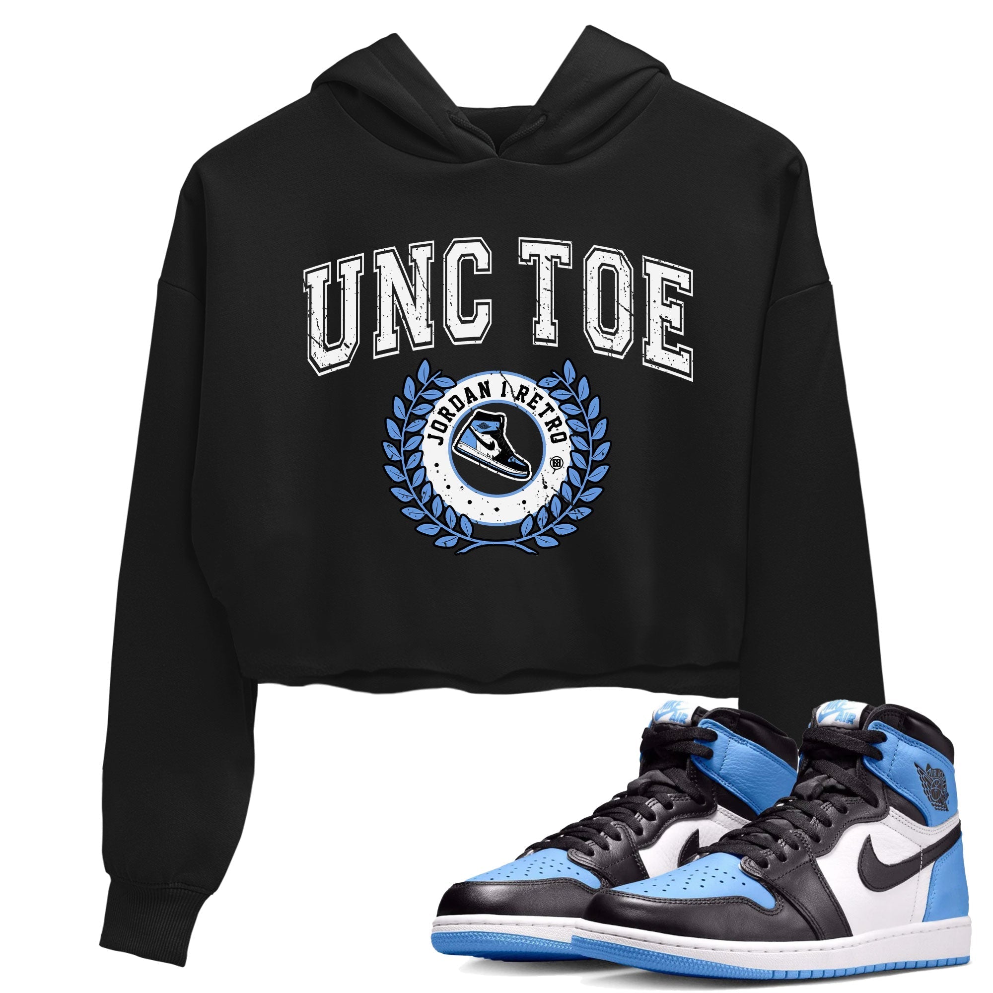 Air Jordan 1 Retro High OG UNC Toe shirt to match jordans Sneaker Letter Streetwear Sneaker Shirt UNC Toe 1s Drip Gear Zone Sneaker Matching Clothing Black 1 Crop T-Shirt