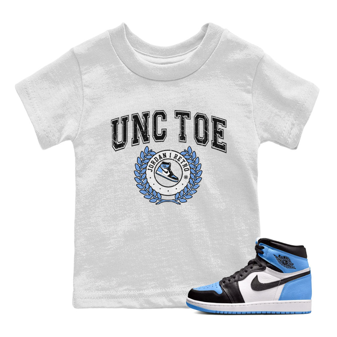 Air Jordan 1 Retro High OG UNC Toe shirt to match jordans Sneaker Letter Streetwear Sneaker Shirt UNC Toe 1s Drip Gear Zone Sneaker Matching Clothing Baby Toddler White 1 T-Shirt