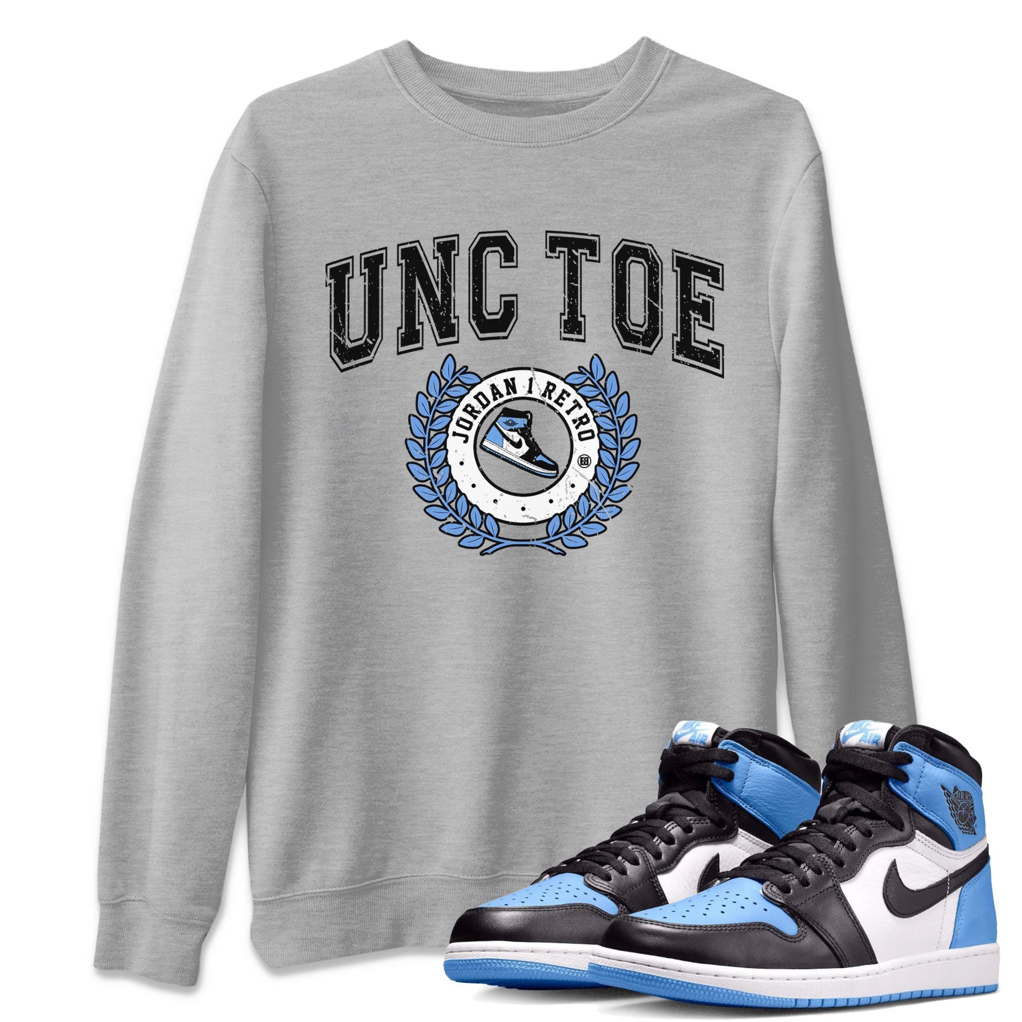 Air Jordan 1 Retro High OG UNC Toe shirt to match jordans Sneaker Letter Streetwear Sneaker Shirt UNC Toe 1s Drip Gear Zone Sneaker Matching Clothing Unisex Heather Grey 1 T-Shirt