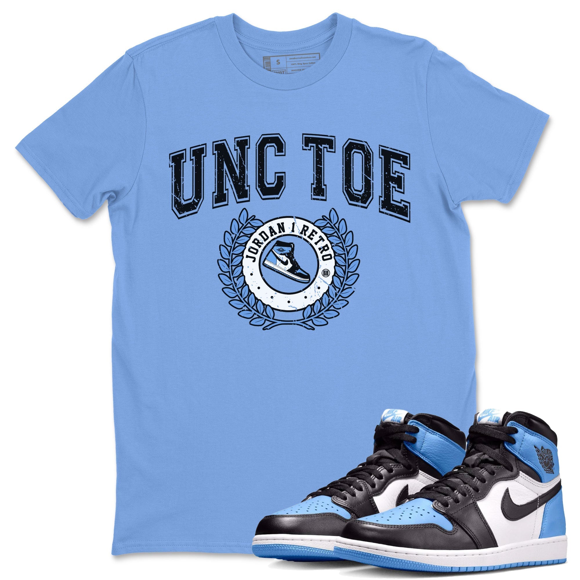 Air Jordan 1 Retro High OG UNC Toe shirt to match jordans Sneaker Letter Streetwear Sneaker Shirt UNC Toe 1s Drip Gear Zone Sneaker Matching Clothing Unisex Carolina Blue 1 T-Shirt