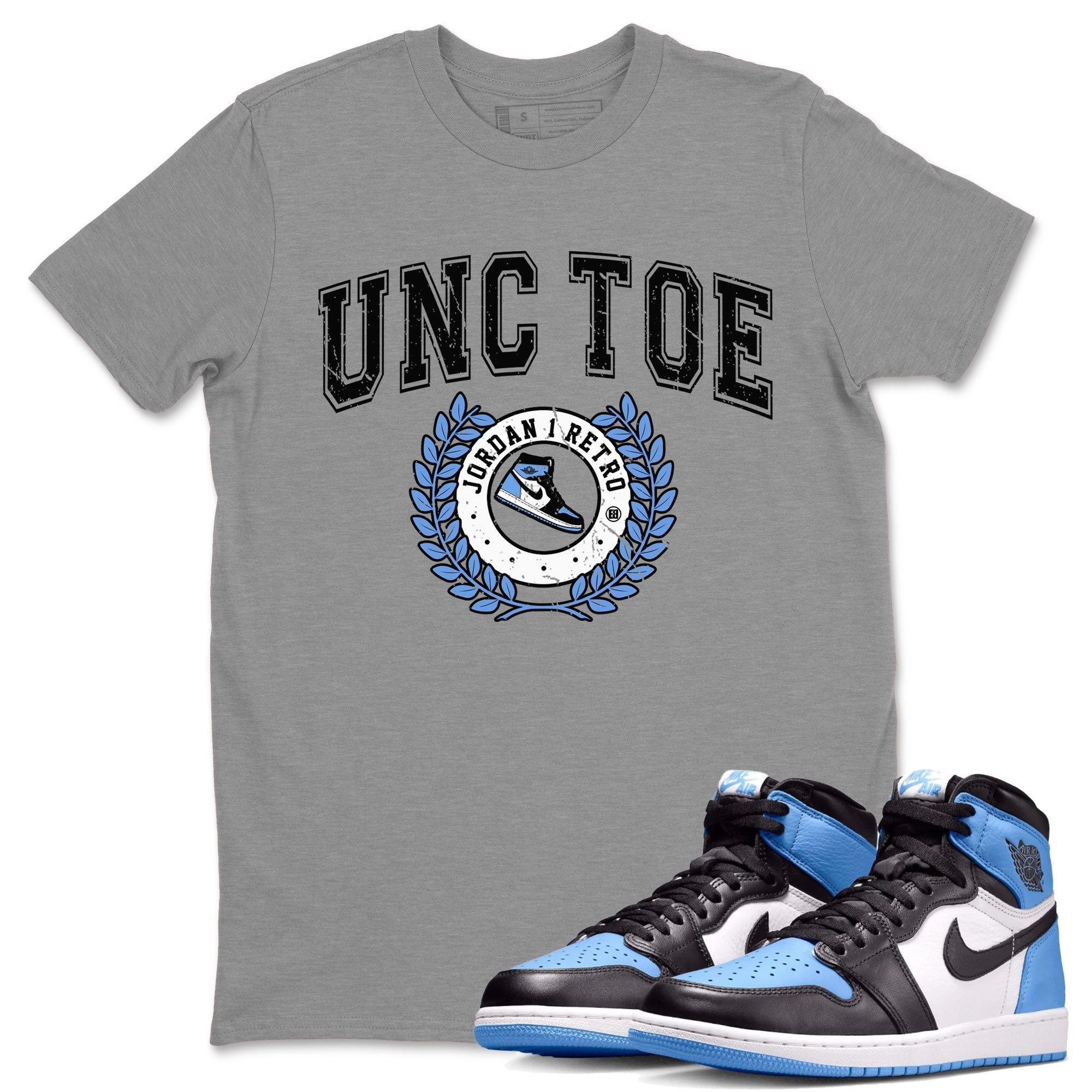Air Jordan 1 Retro High OG UNC Toe shirt to match jordans Sneaker Letter Streetwear Sneaker Shirt UNC Toe 1s Drip Gear Zone Sneaker Matching Clothing Unisex Heather Grey 1 T-Shirt