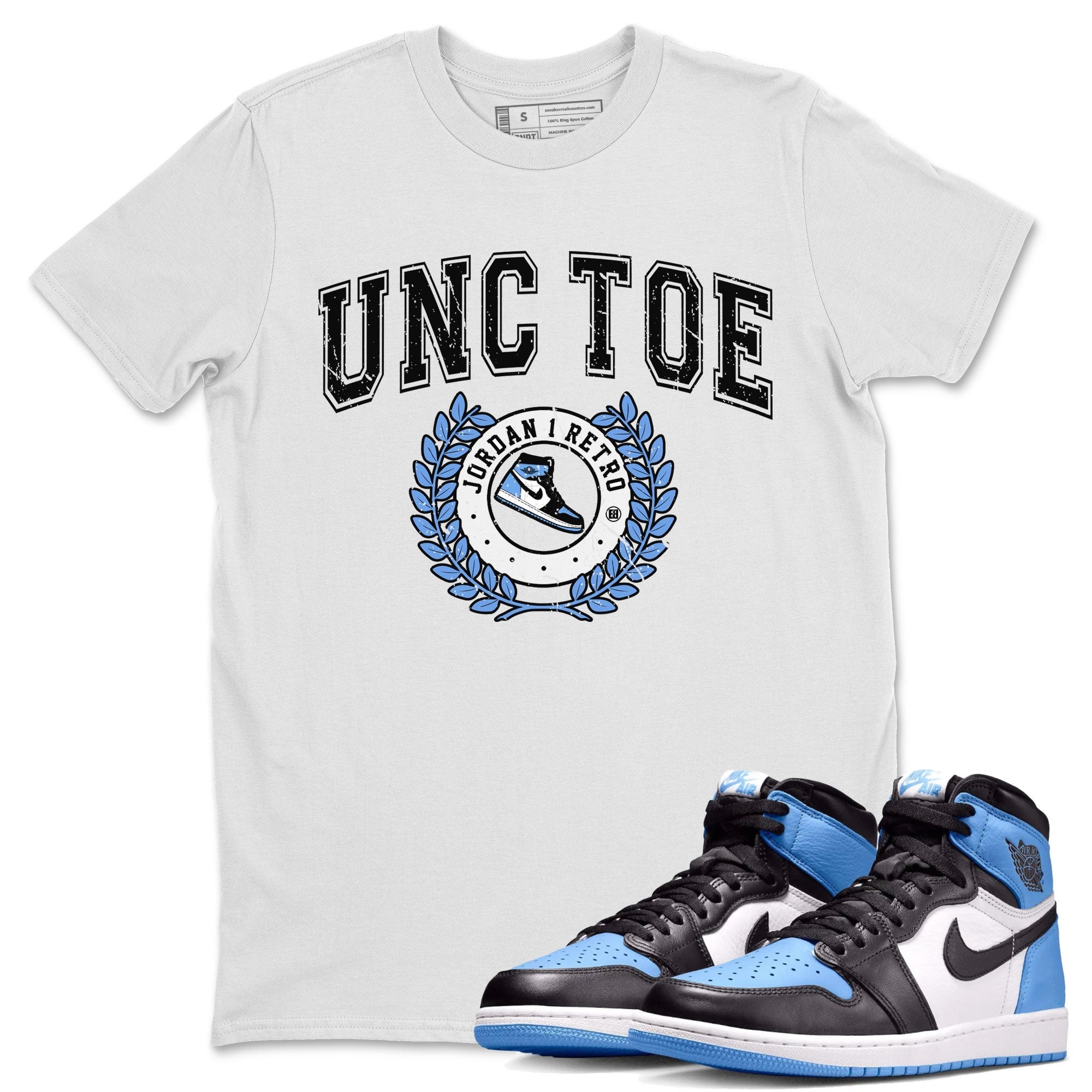 Air Jordan 1 Retro High OG UNC Toe shirt to match jordans Sneaker Letter Streetwear Sneaker Shirt UNC Toe 1s Drip Gear Zone Sneaker Matching Clothing Unisex White 1 T-Shirt