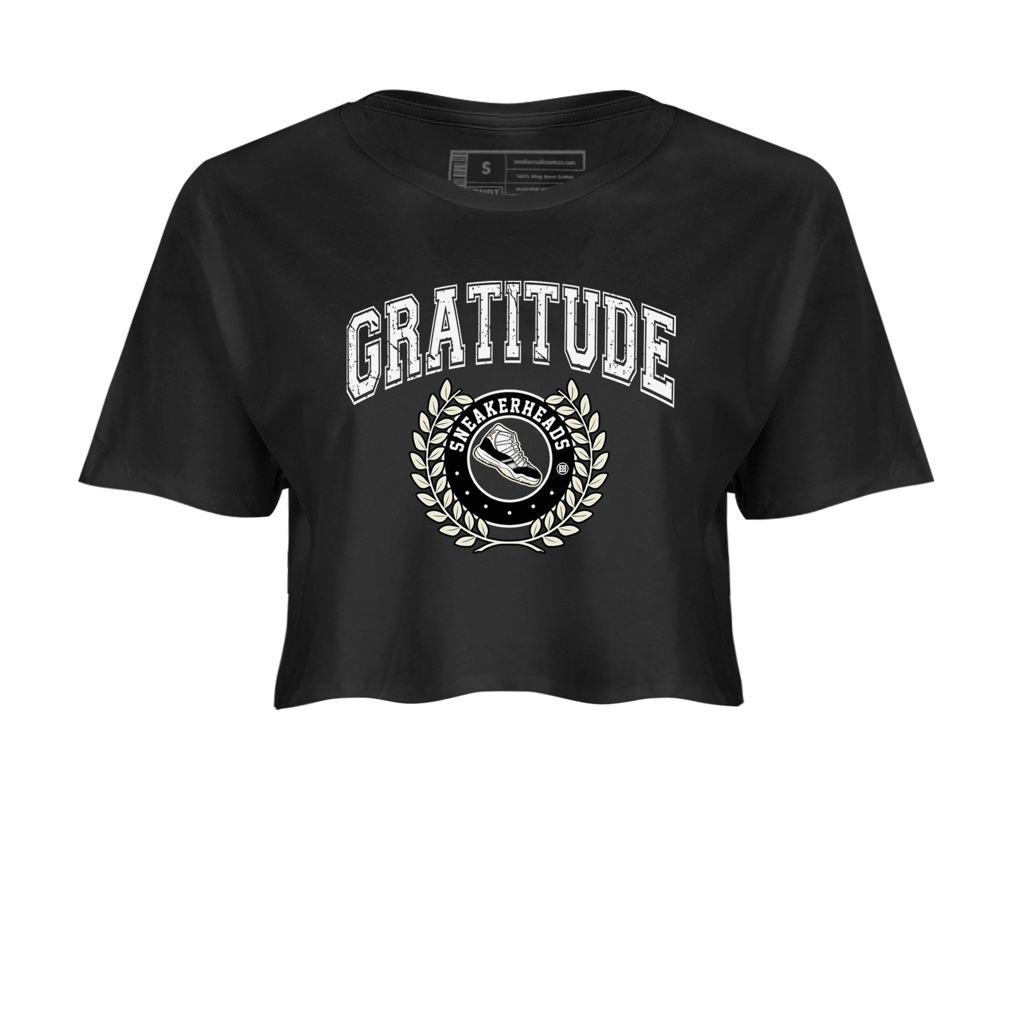 Air Jordan 11 Retro Gratitude shirt to match jordans Sneaker Letter sneaker match tees Air Jordan 11 Gratitude Drip Gear Zone Black 2 Crop T-Shirt