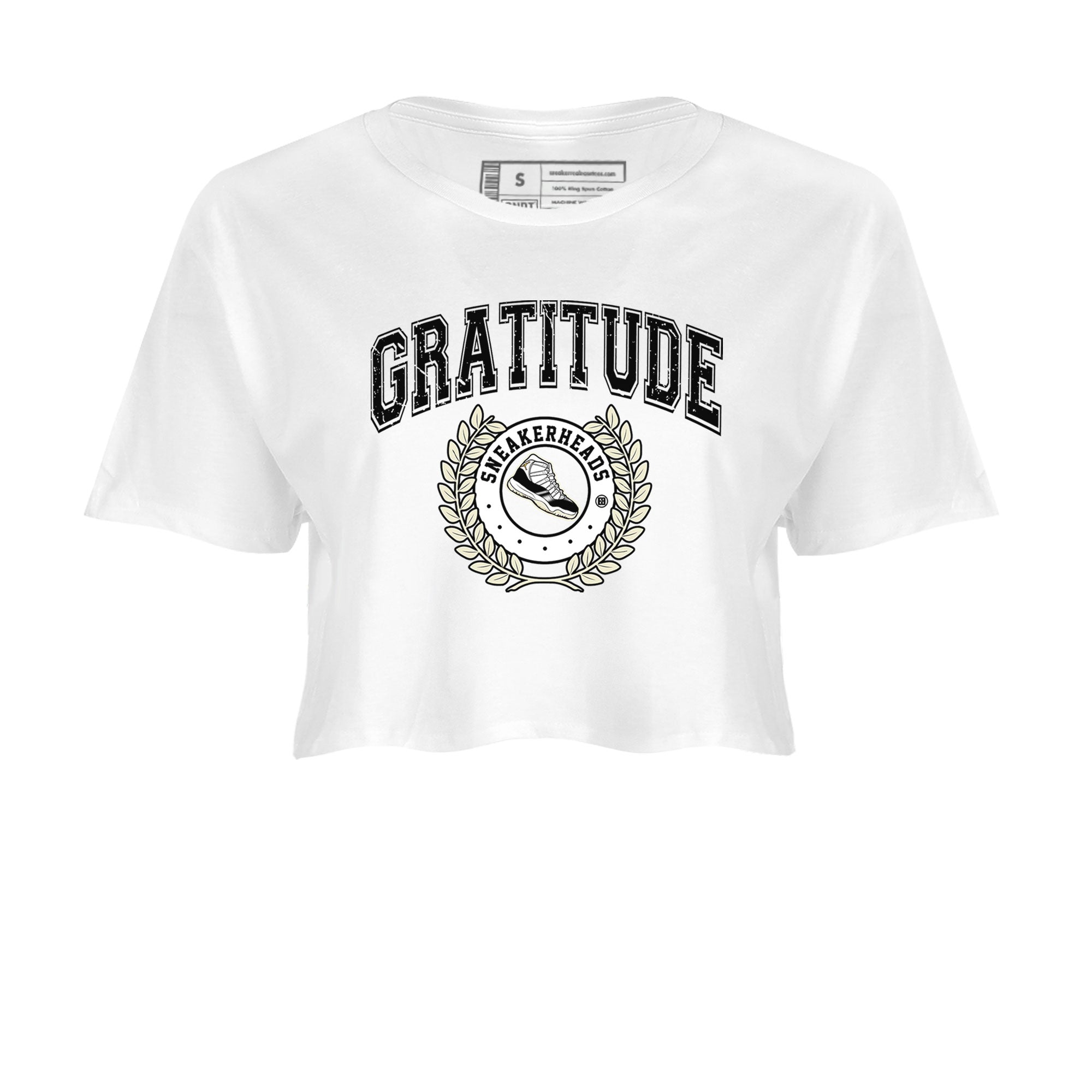 Air Jordan 11 Retro Gratitude shirt to match jordans Sneaker Letter sneaker match tees Air Jordan 11 Gratitude Drip Gear Zone White 2 Crop T-Shirt