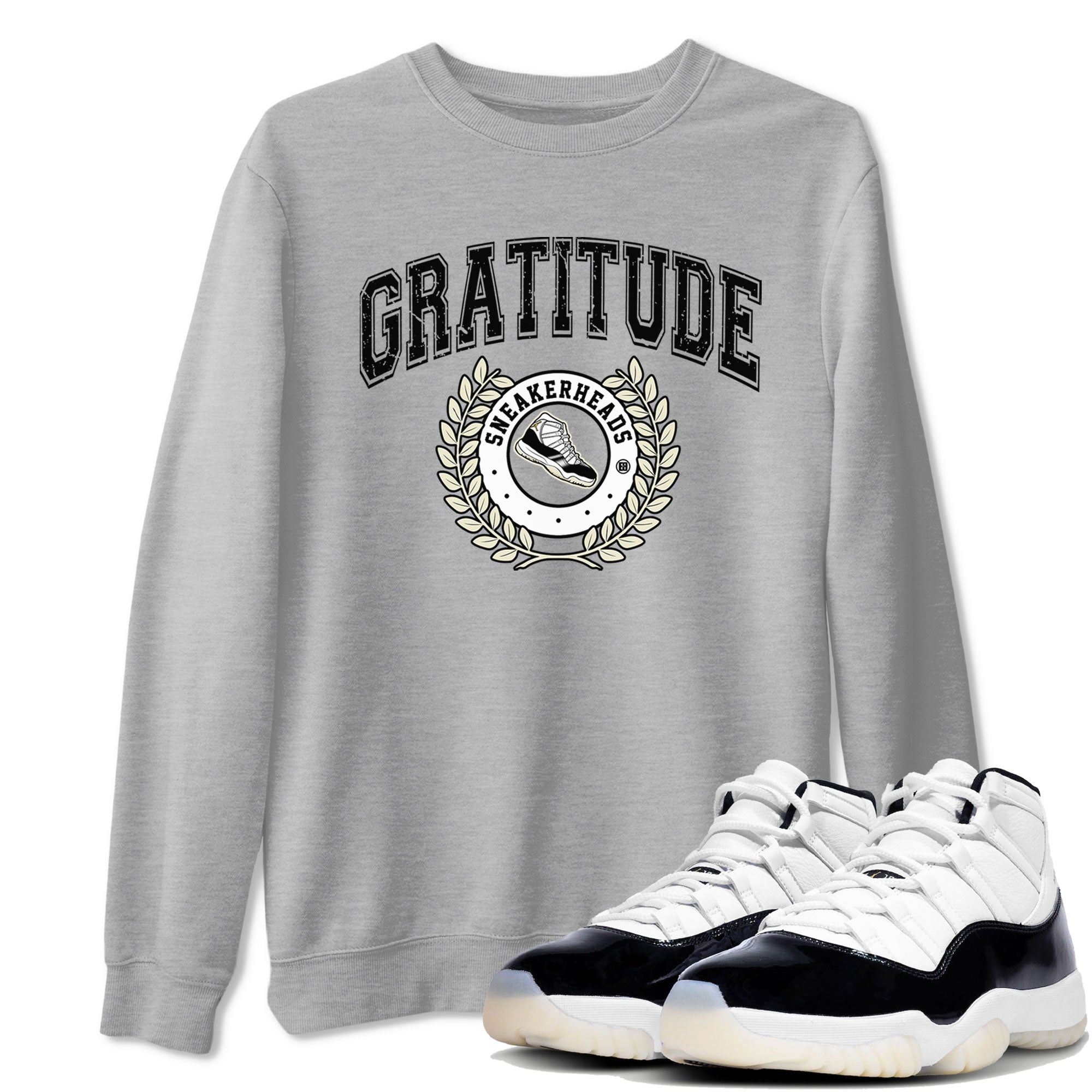 Air Jordan 11 Retro Gratitude shirt to match jordans Sneaker Letter sneaker match tees Air Jordan 11 Gratitude Drip Gear Zone Unisex Heather Grey 1 T-Shirt