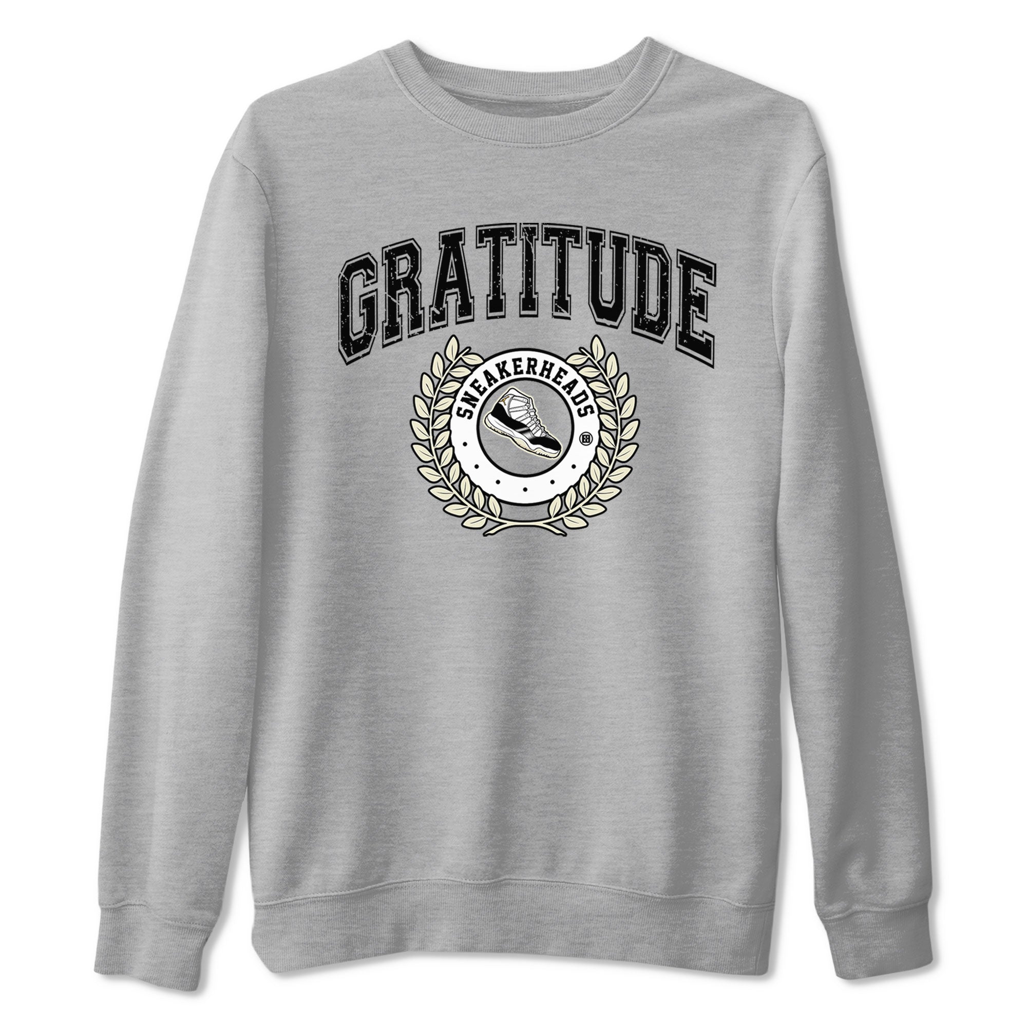 Air Jordan 11 Retro Gratitude shirt to match jordans Sneaker Letter sneaker match tees Air Jordan 11 Gratitude Drip Gear Zone Unisex Heather Grey 2 T-Shirt