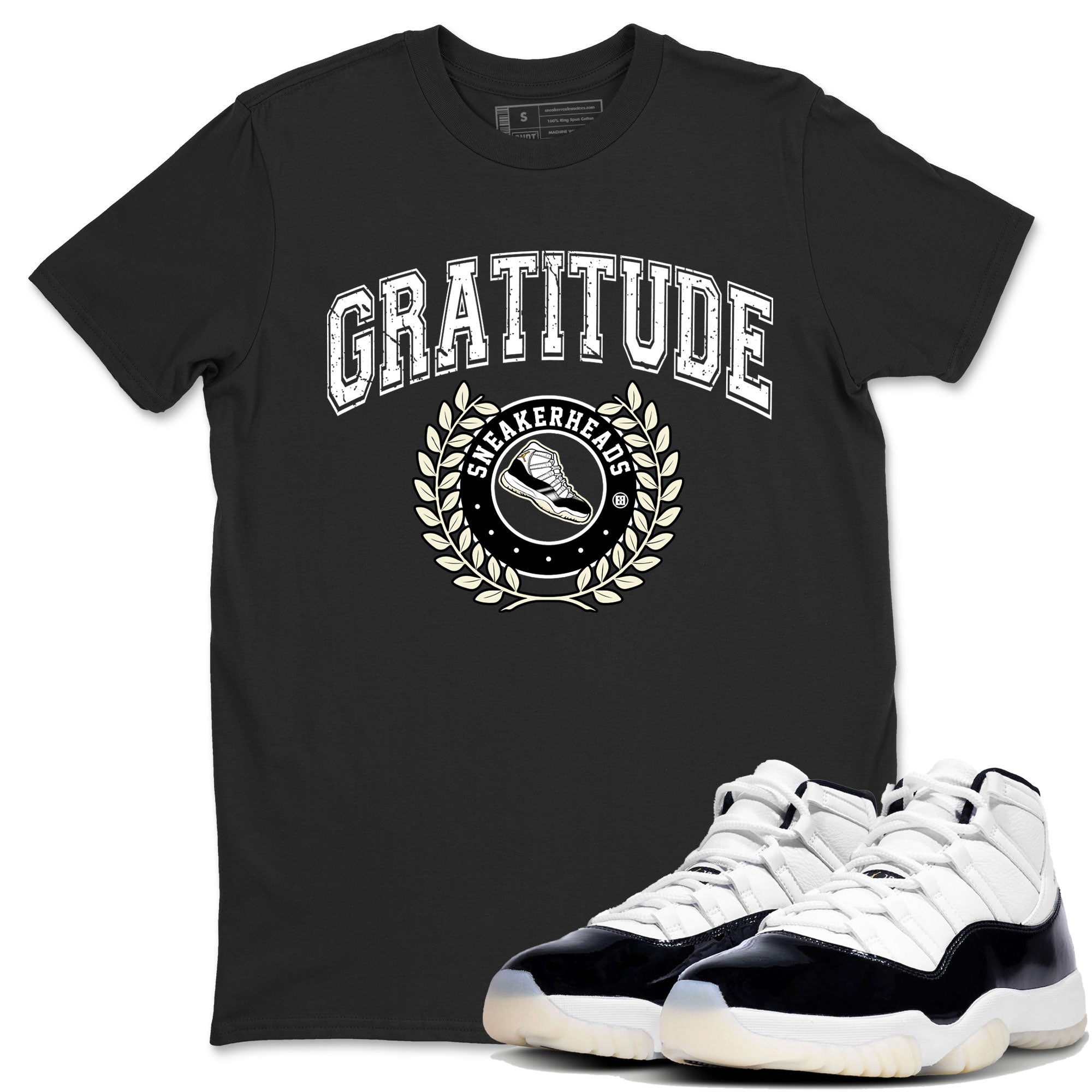 Air Jordan 11 Retro Gratitude shirt to match jordans Sneaker Letter sneaker match tees Air Jordan 11 Gratitude Drip Gear Zone Unisex Black 1 T-Shirt