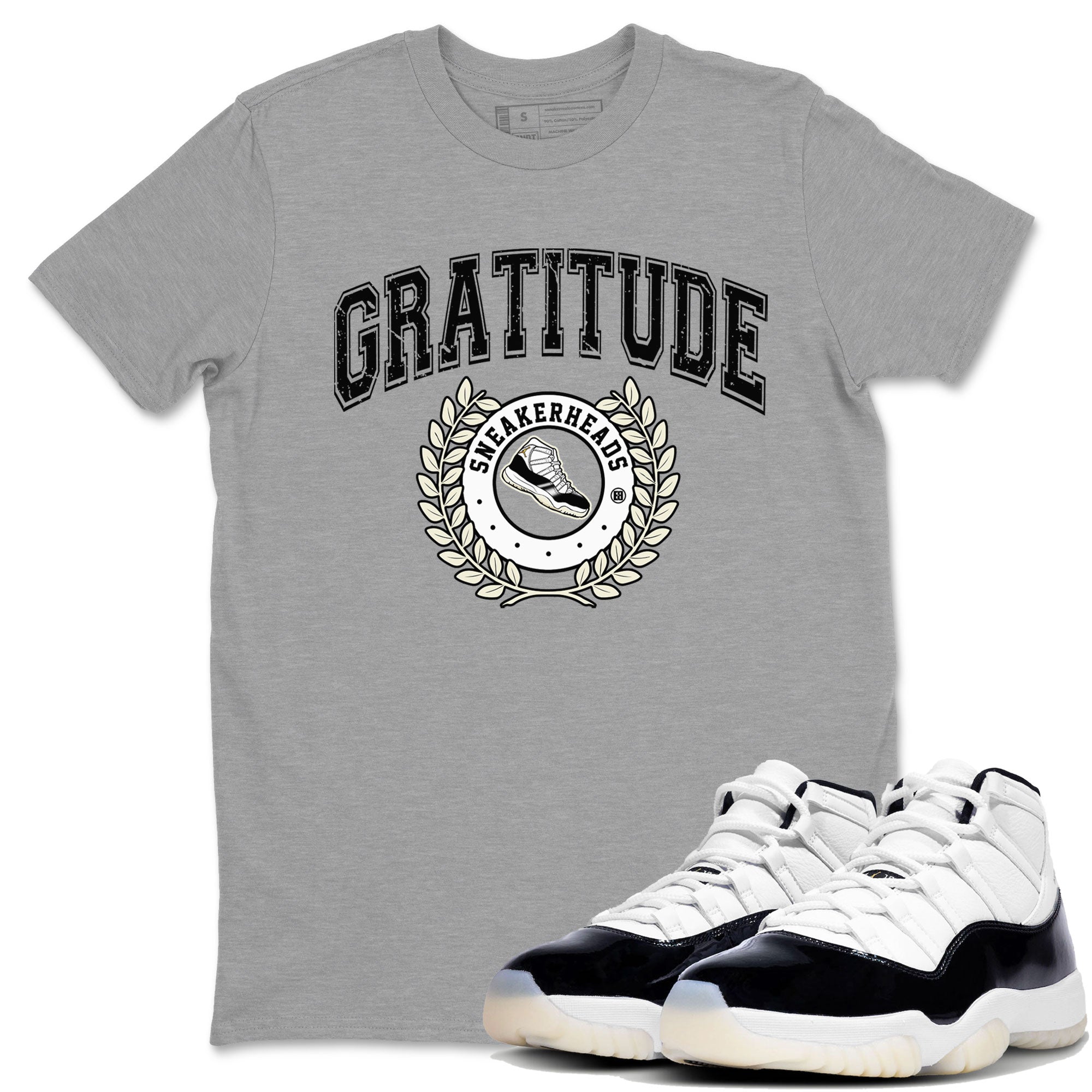 Air Jordan 11 Retro Gratitude shirt to match jordans Sneaker Letter sneaker match tees Air Jordan 11 Gratitude Drip Gear Zone Unisex Heather Grey 1 T-Shirt
