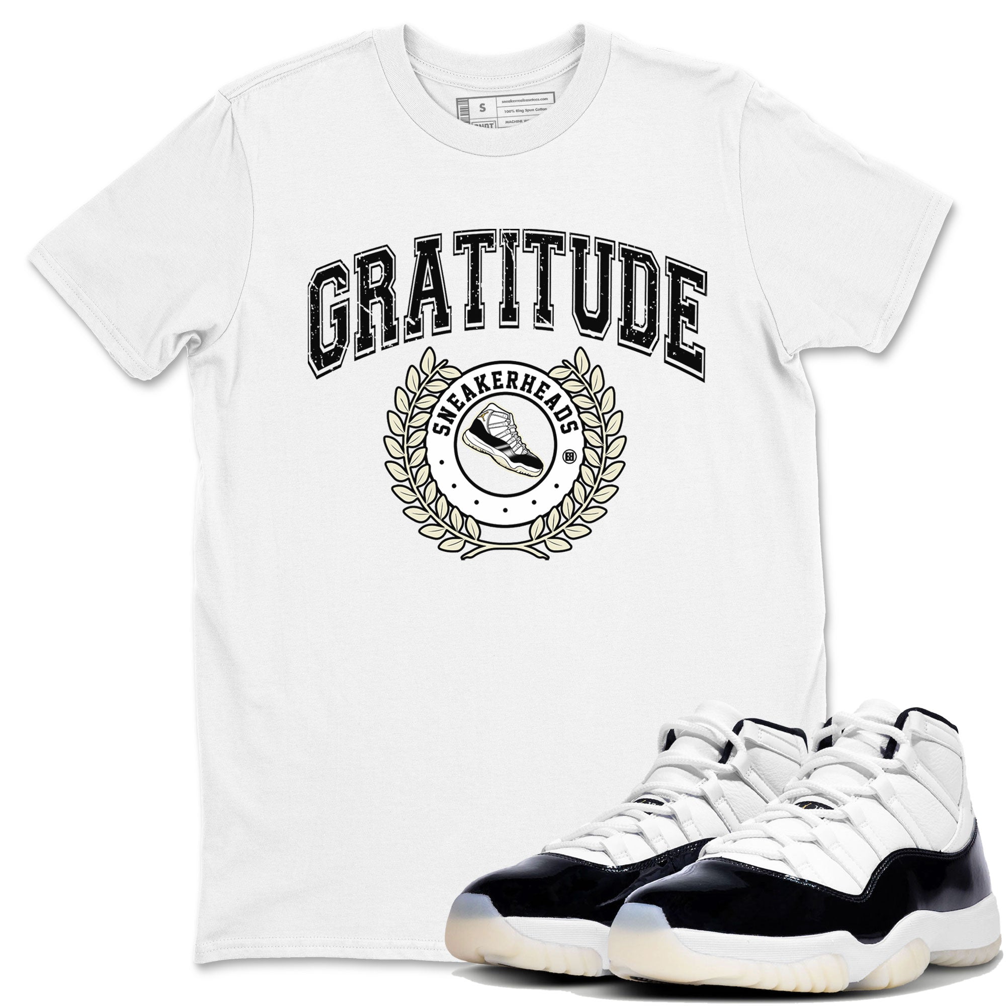 Air Jordan 11 Retro Gratitude shirt to match jordans Sneaker Letter sneaker match tees Air Jordan 11 Gratitude Drip Gear Zone Unisex White 1 T-Shirt