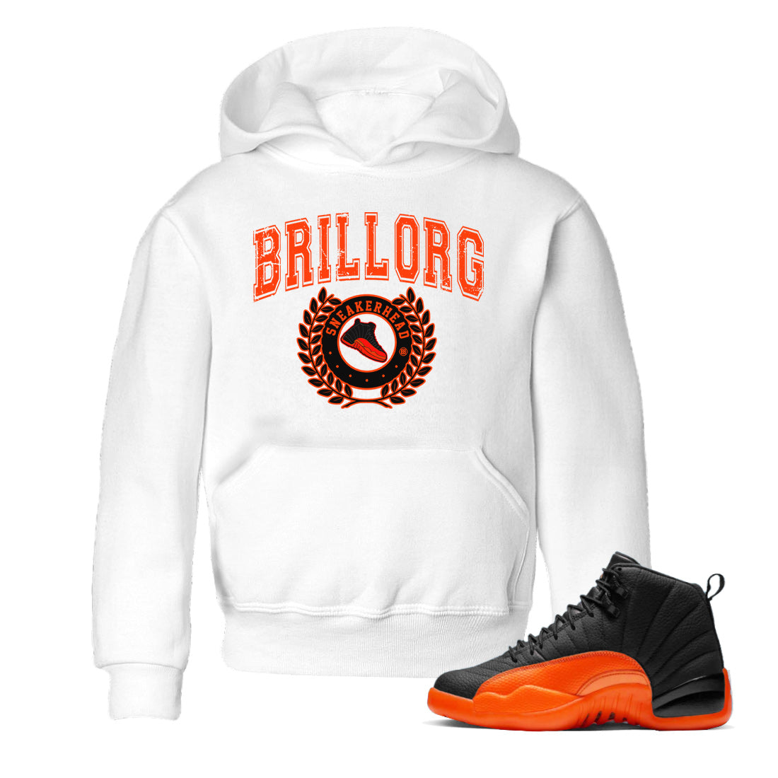 Air Jordan 12 Brilliant Orange Sneaker Match Tees Sneaker Letter Streetwear Sneaker Shirt Air Jordan 12 Orange Sneaker Release Tees Kids Shirts White 1
