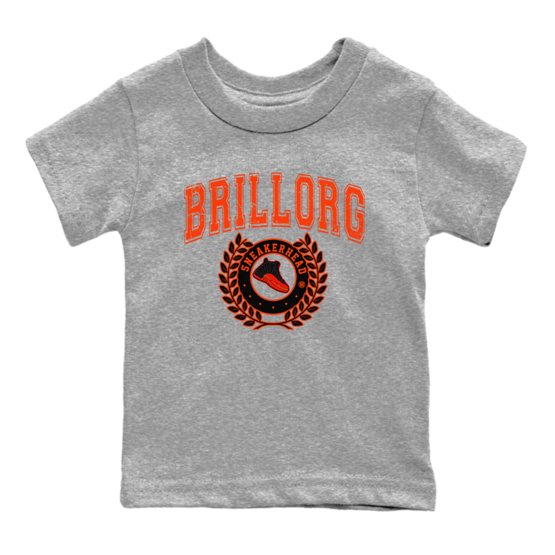 Air Jordan 12 Brilliant Orange Sneaker Match Tees Sneaker Letter Streetwear Sneaker Shirt Air Jordan 12 Orange Sneaker Release Tees Kids Shirts Heather Grey 2