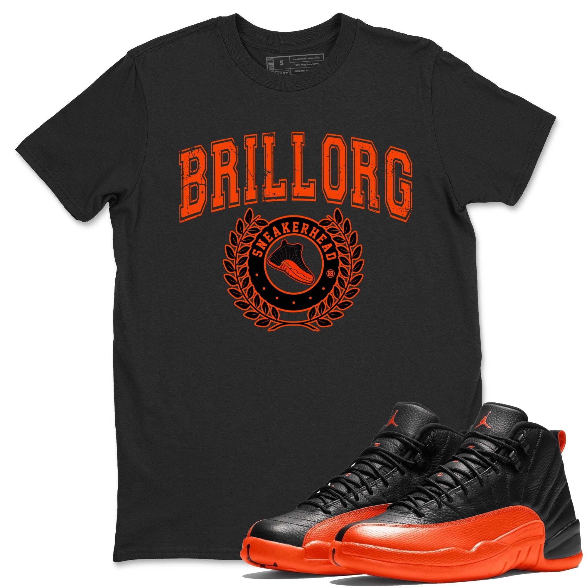 Air Jordan 12 Brilliant Orange Sneaker Match Tees Sneaker Letter Streetwear Sneaker Shirt Air Jordan 12 Orange Sneaker Release Tees Unisex Shirts Black 1