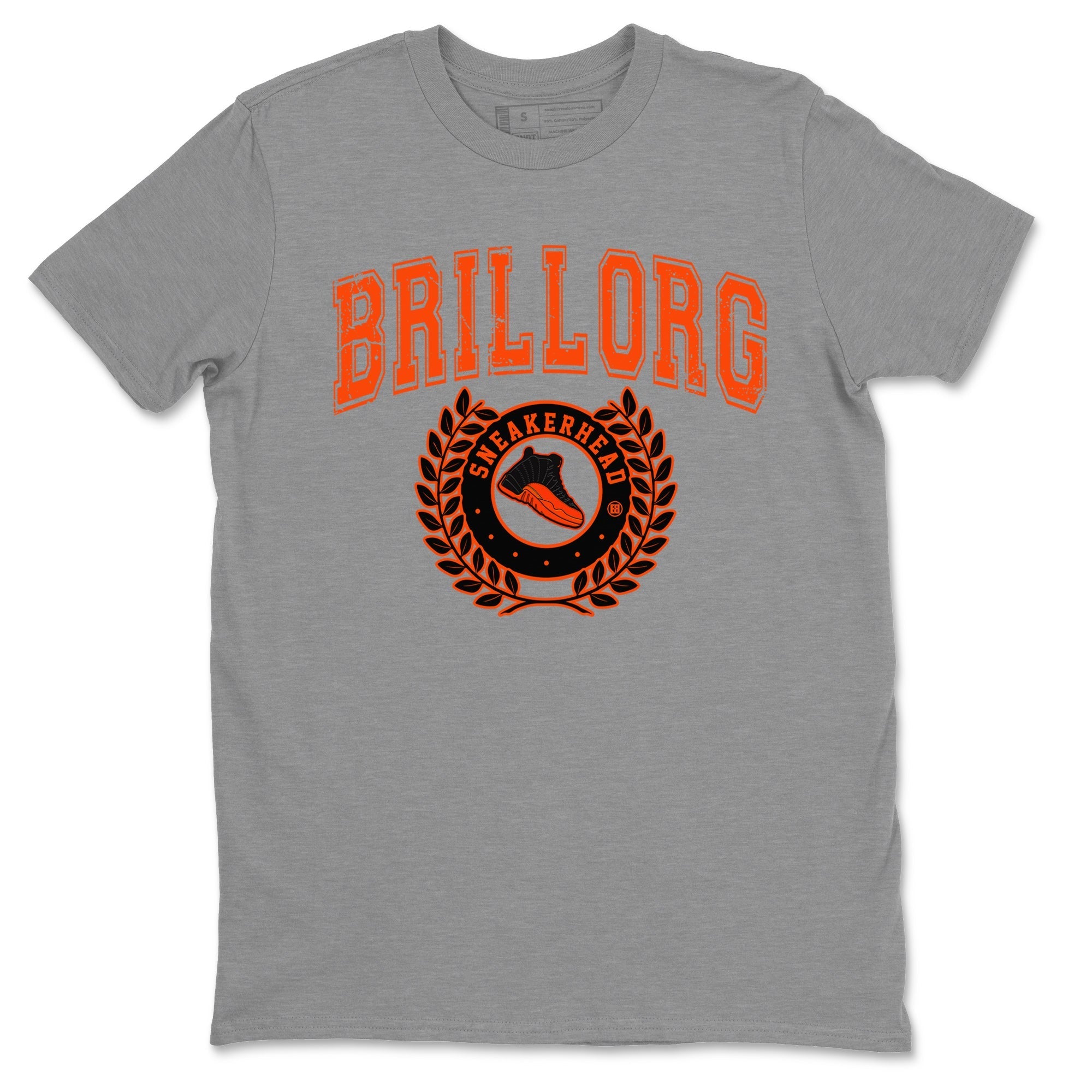 Air Jordan 12 Brilliant Orange Sneaker Match Tees Sneaker Letter Streetwear Sneaker Shirt Air Jordan 12 Orange Sneaker Release Tees Unisex Shirts Heather Grey 2