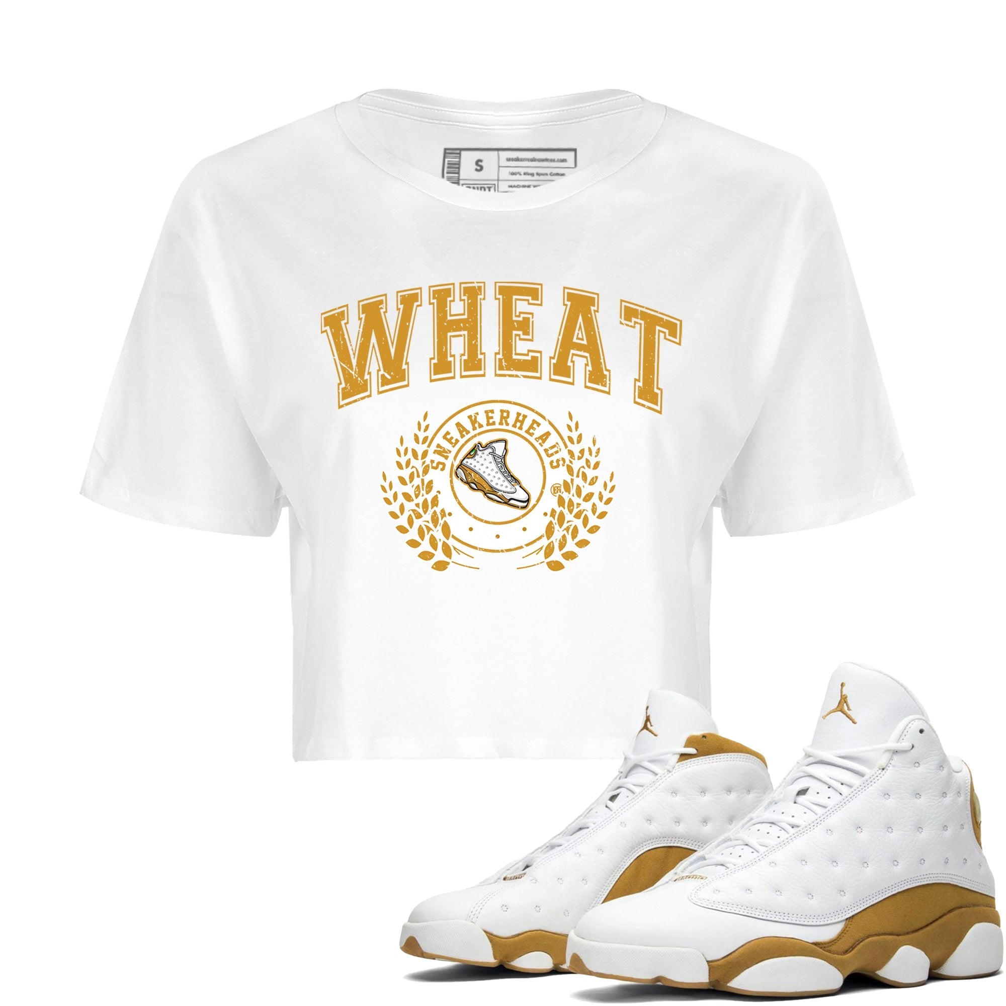 Jordan Retro 13 Wheat Sneaker Matching Tee Sneaker Letter Streetwear Sneaker Shirt Air Jordan 13 Wheat Sneaker Release Tees Women's Shirts White 1