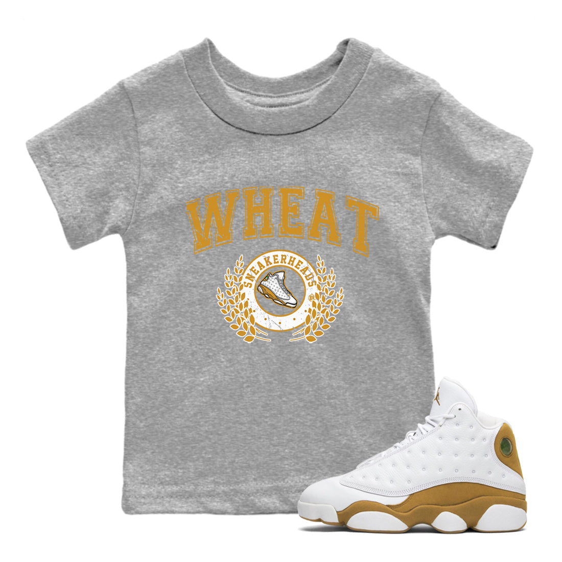 Jordan Retro 13 Wheat Sneaker Matching Tee Sneaker Letter Streetwear Sneaker Shirt Air Jordan 13 Wheat Sneaker Release Tees Kids Shirts Heather Grey 1