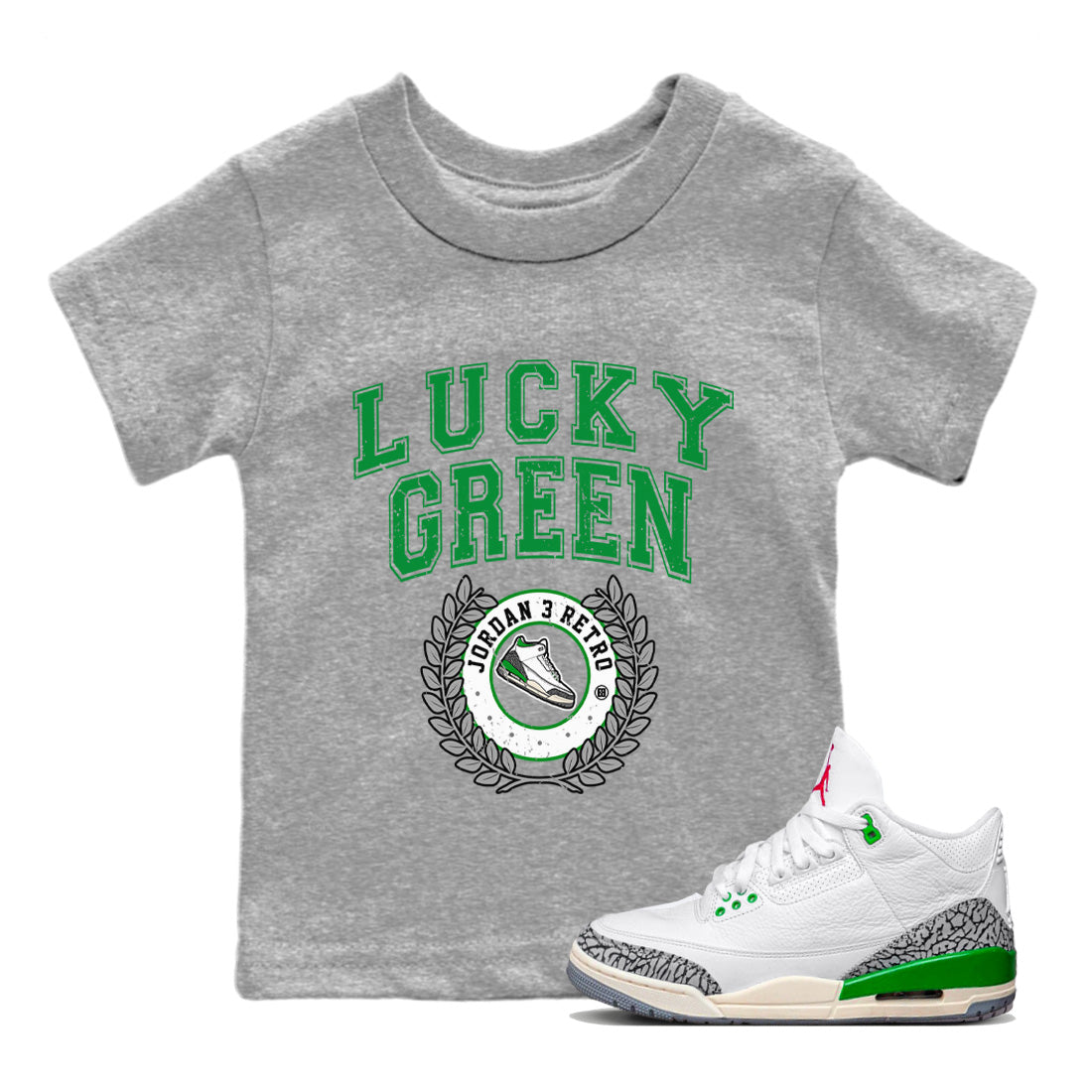 Jordan 3 Lucky Green Sneaker Matching T-Shirt Sneaker Letter Sneaker Tees Jordan 3 Lucky Green Sneaker Release Tees Kids Shirts