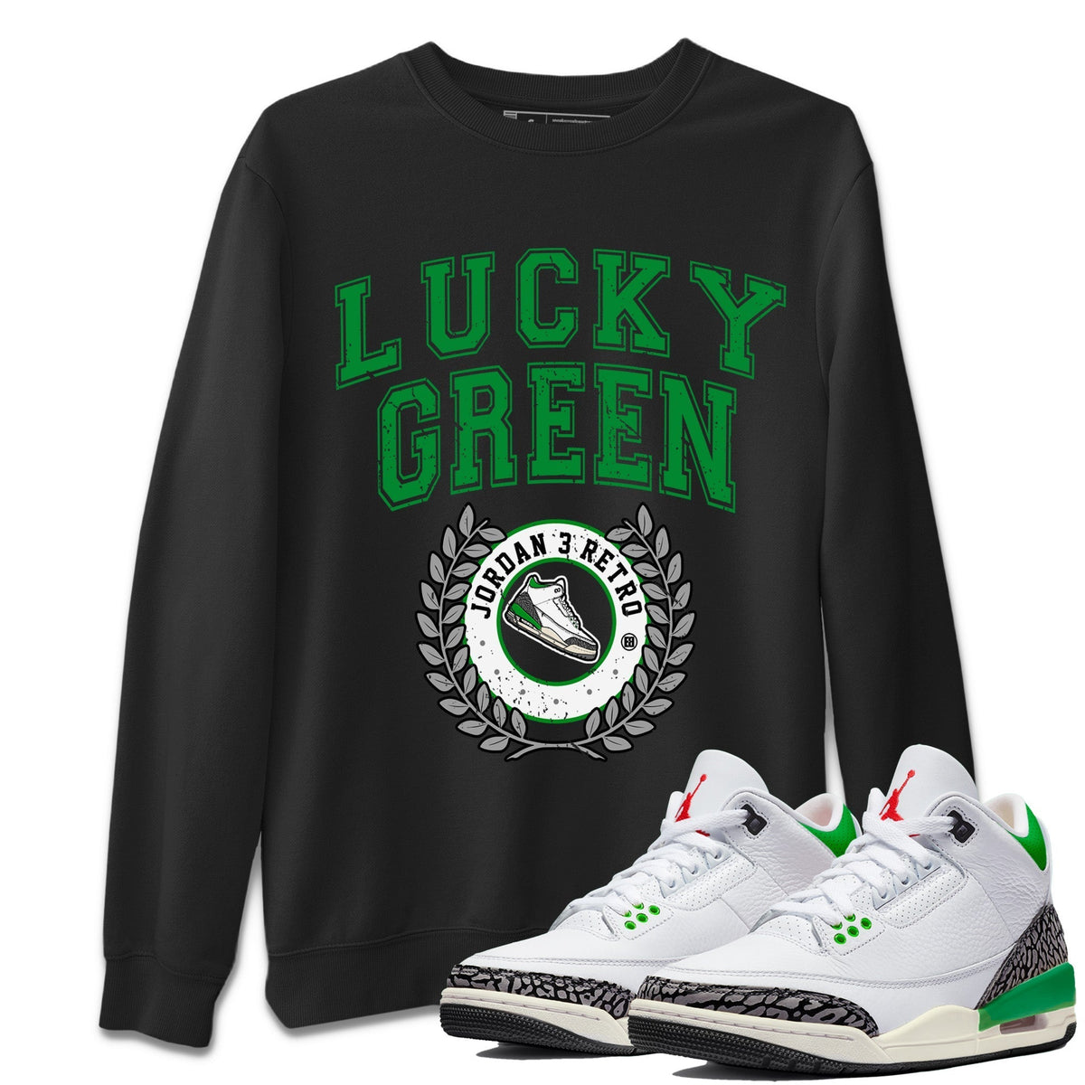 Jordan 3 Lucky Green Sneaker Matching T-Shirt Sneaker Letter Sneaker Tees Jordan 3 Lucky Green Sneaker Release Tees Crew Neck Tees