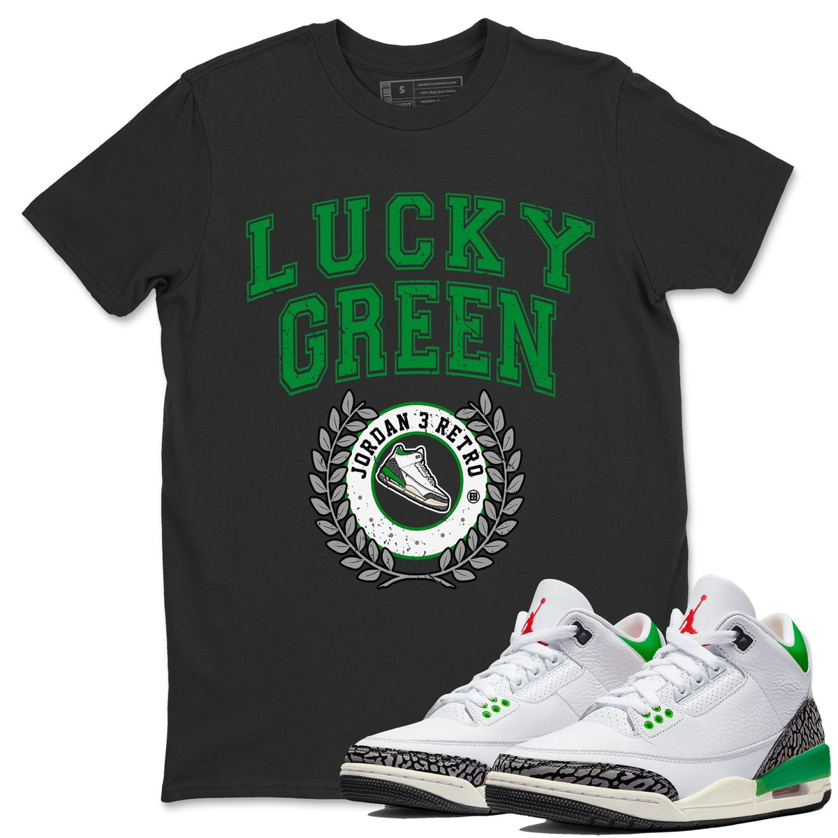 Jordan 3 Lucky Green Sneaker Matching T-Shirt Sneaker Letter Sneaker Tees Jordan 3 Lucky Green Sneaker Release Tees Crew Neck Tees