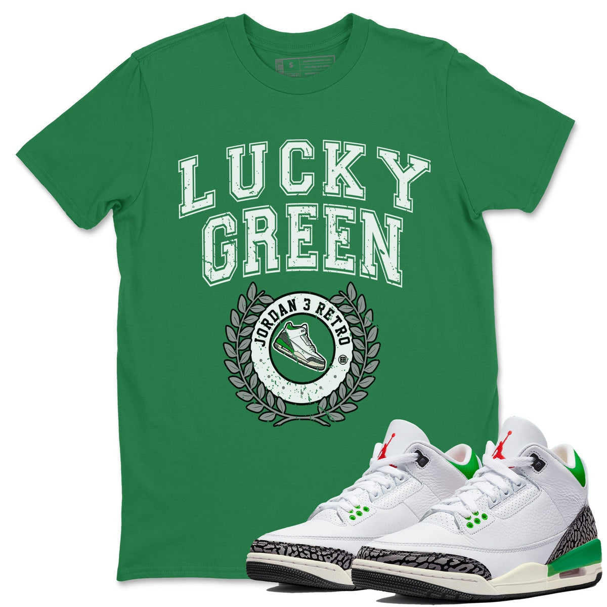 Jordan 3 Lucky Green Sneaker Matching T-Shirt Sneaker Letter Sneaker Tees Jordan 3 Lucky Green Sneaker Release Tees Crew Neck Tees