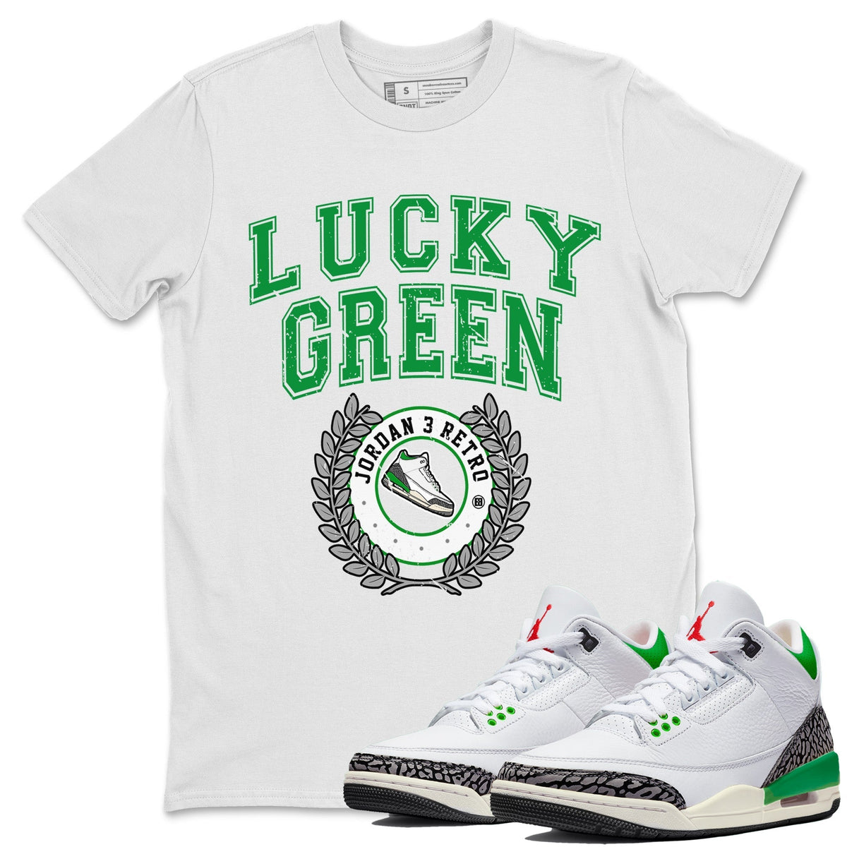 Jordan 3 Lucky Green Sneaker Matching T-Shirt Sneaker Letter Sneaker Tees Jordan 3 Lucky Green Sneaker Release Tees Crew Neck Tees