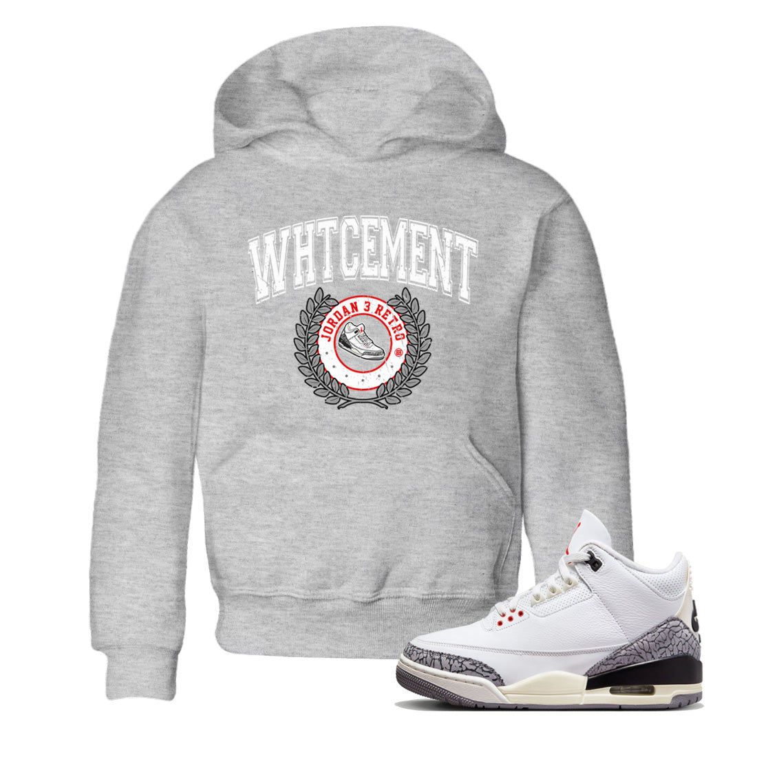 Air Jordan 3 White Cement Shirt To Match Jordans Sneaker Letter Sneaker Tees Air Jordan 3 Retro White Cement Drip Gear Zone Sneaker Matching Clothing Kids Shirts Heather Grey 1