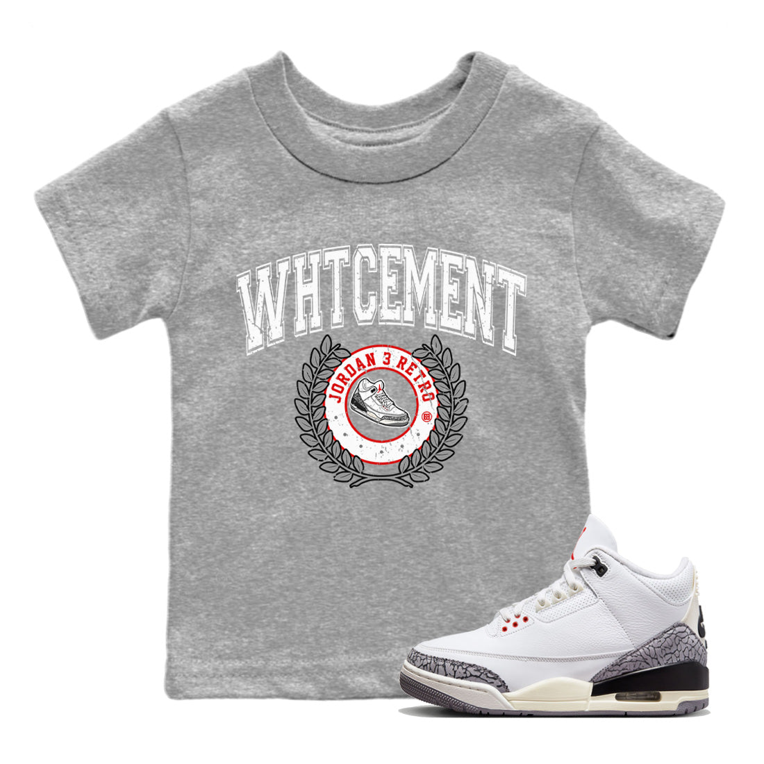 Air Jordan 3 White Cement Sneaker Letter Baby and Kids Sneaker Tees Air Jordan 3 Retro White Cement Kids Sneaker Tees Size Chart