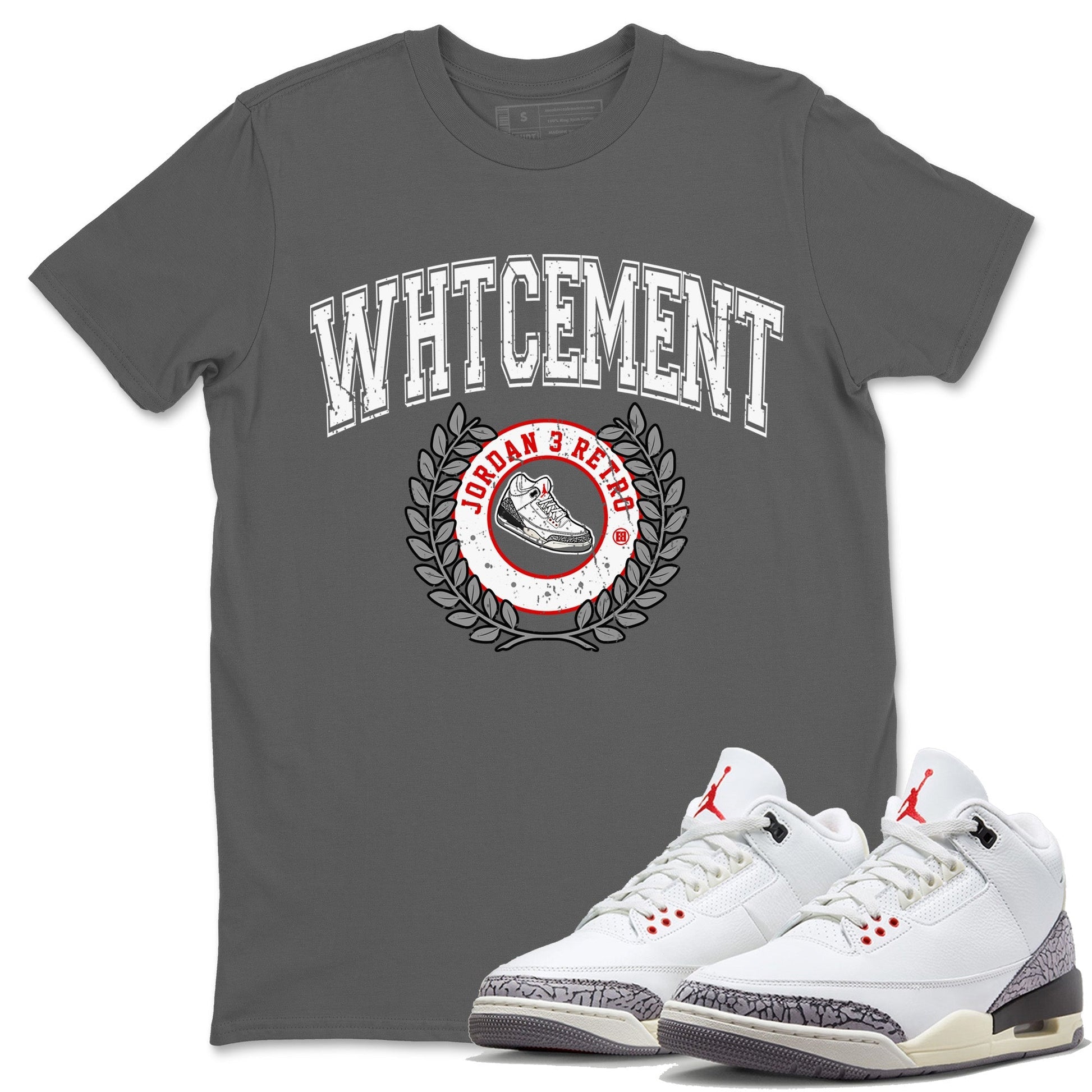 Air Jordan 3 White Cement Sneaker Letter Crew Neck Sneaker Tees Air Jordan 3 Retro White Cement Sneaker T-Shirts Washing and Care Tip