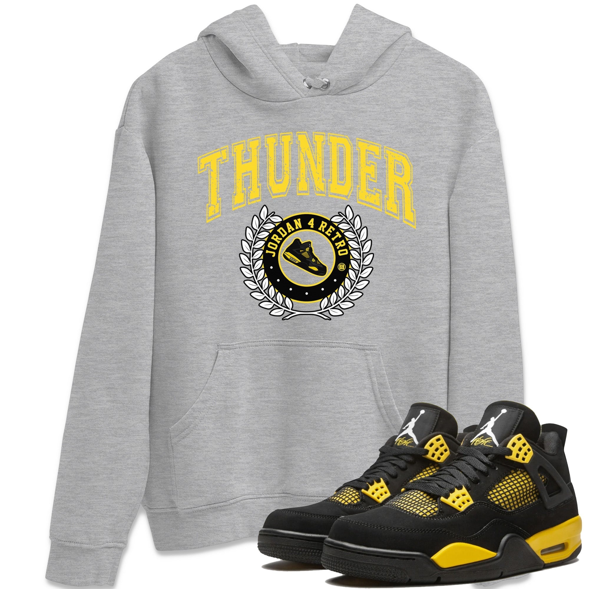 Air Jordan 4 Thunder Sneaker Match Tees Sneaker Letter Streetwear Sneaker Shirt Air Jordan 4 Retro Thunder Sneaker Release Tees Unisex Shirts Heather Grey 1
