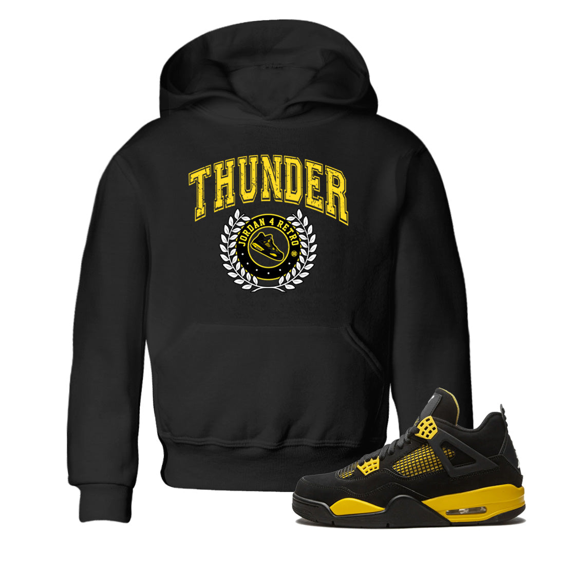 Air Jordan 4 Thunder Sneaker Match Tees Sneaker Letter Streetwear Sneaker Shirt Air Jordan 4 Retro Thunder Sneaker Release Tees Kids Shirts Black 1