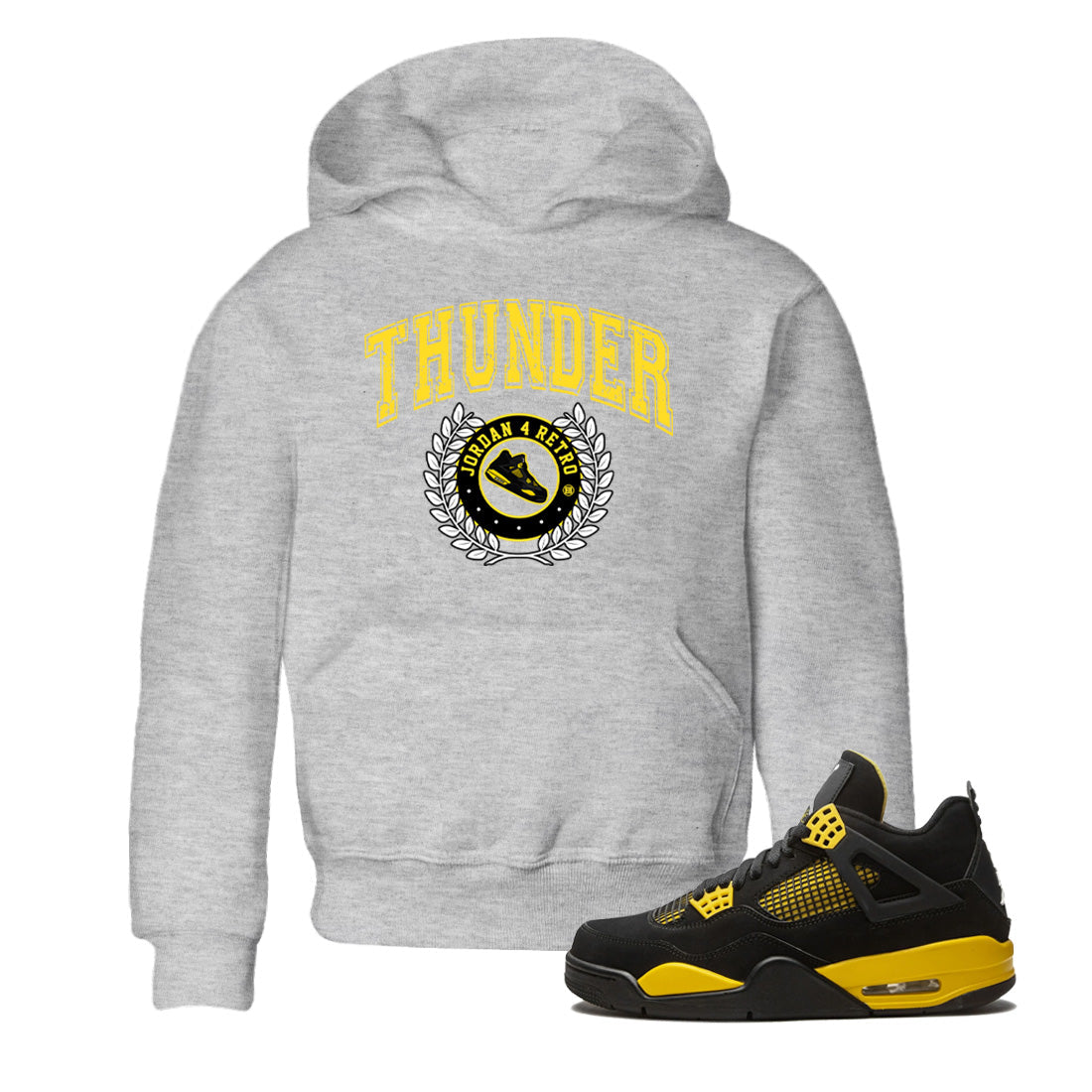 Air Jordan 4 Thunder Sneaker Match Tees Sneaker Letter Streetwear Sneaker Shirt Air Jordan 4 Retro Thunder Sneaker Release Tees Kids Shirts Heather Grey 1