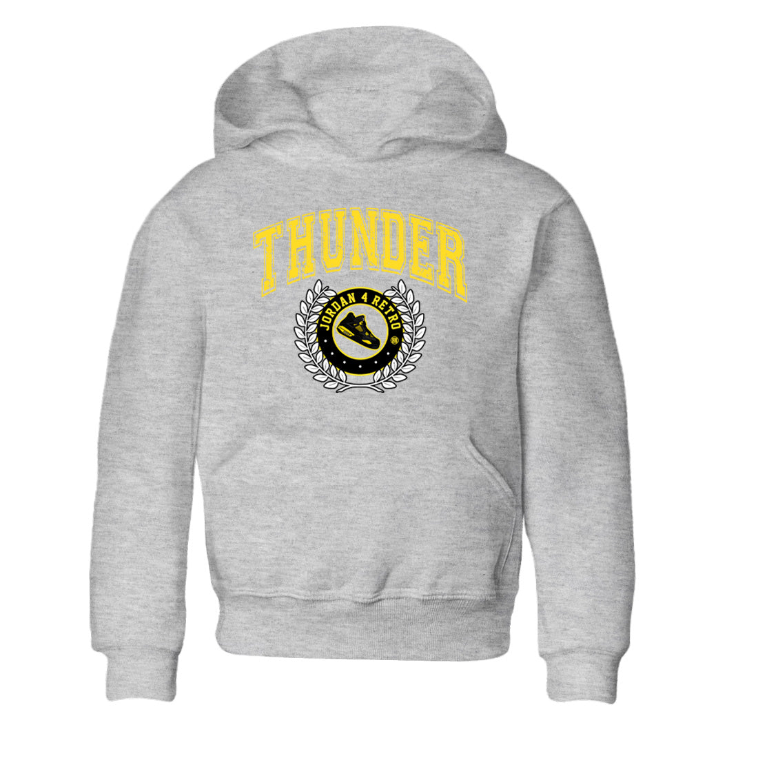 Air Jordan 4 Thunder Sneaker Match Tees Sneaker Letter Streetwear Sneaker Shirt Air Jordan 4 Retro Thunder Sneaker Release Tees Kids Shirts Heather Grey 2